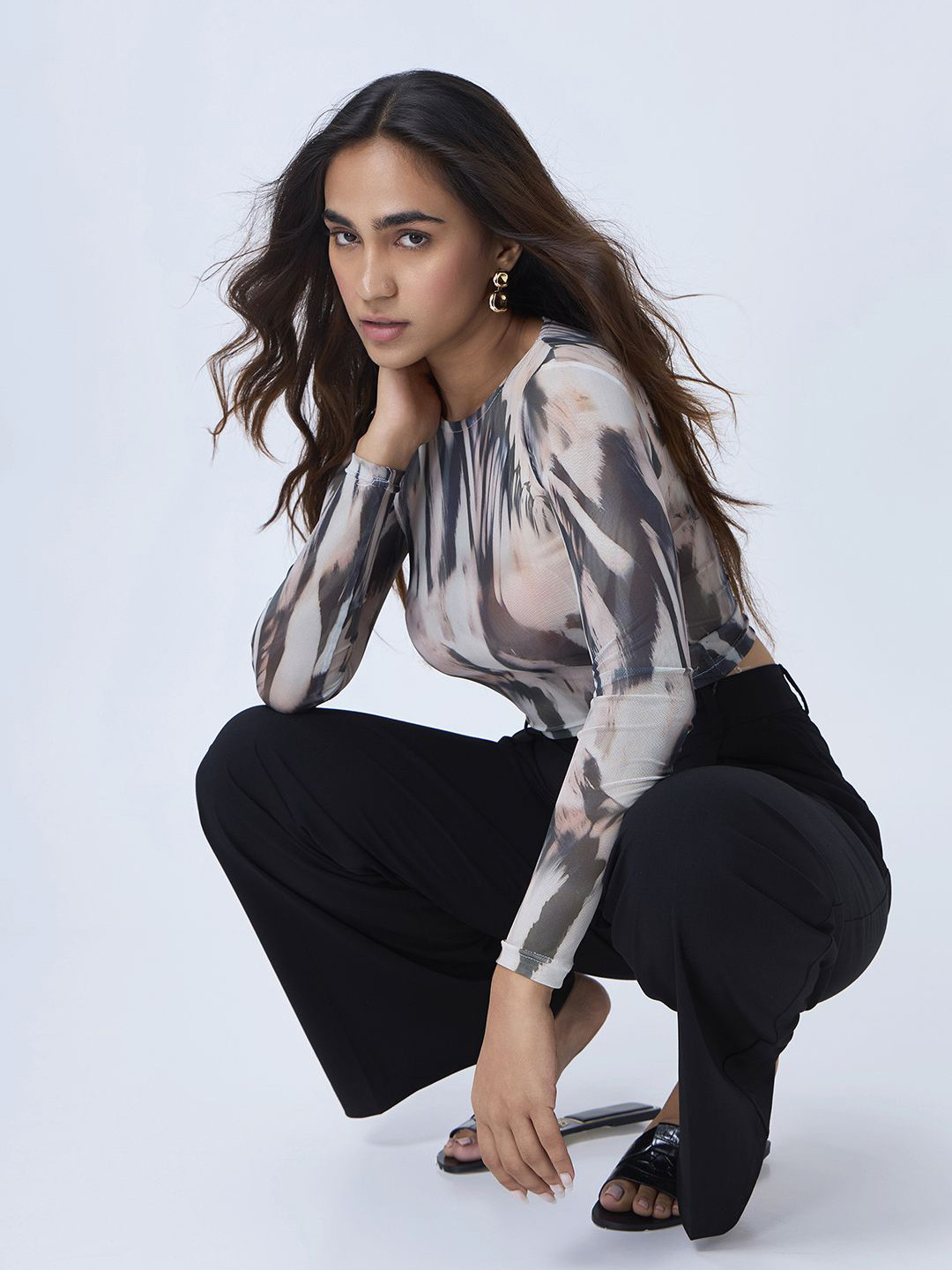 COLOR CAPITAL Women Abstract Print Crop Top