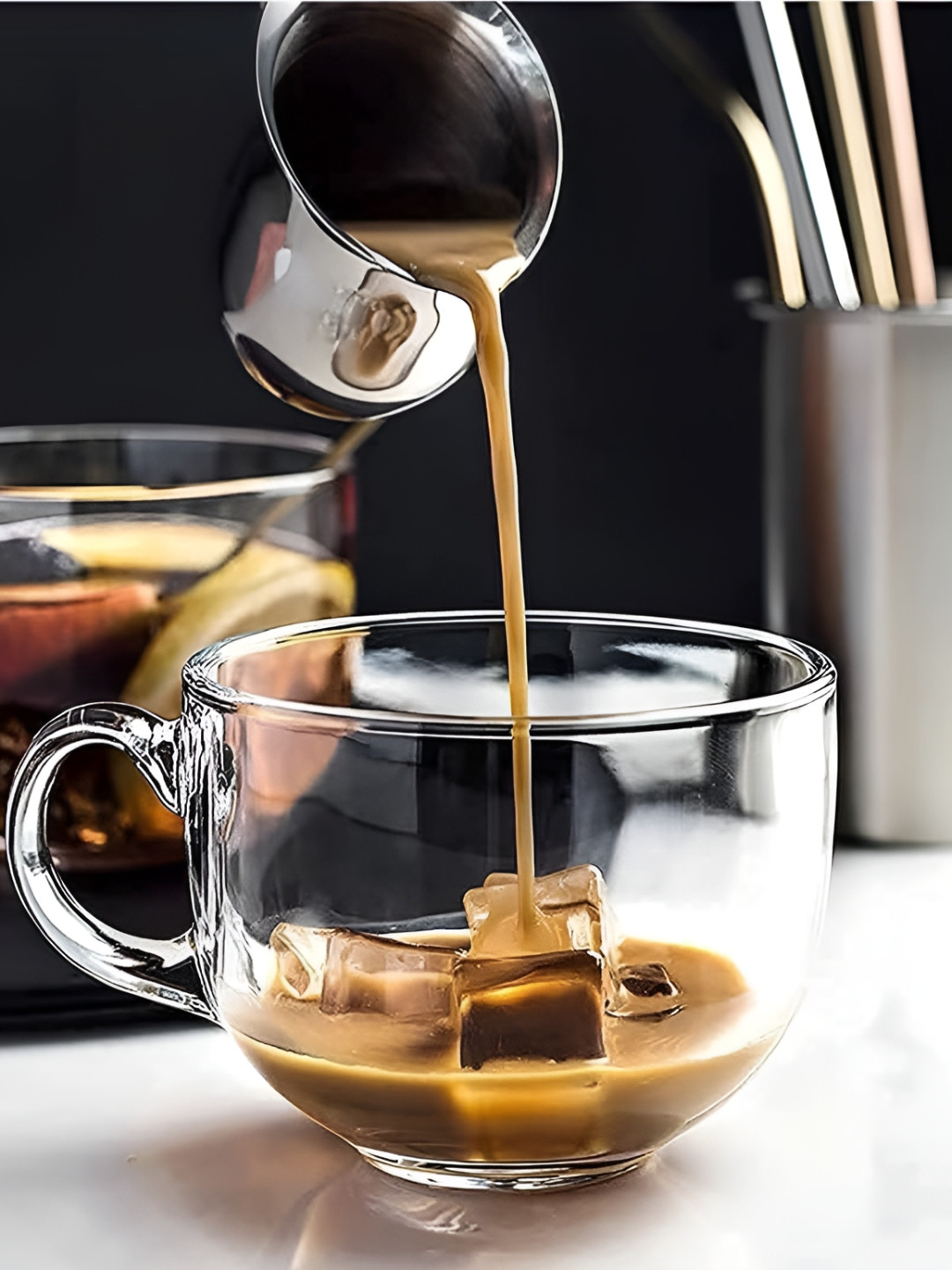 Dakshayanii The Og Christmas & Jingle Transparent Glass Microwave Safe 6 Piece Cups-150ml