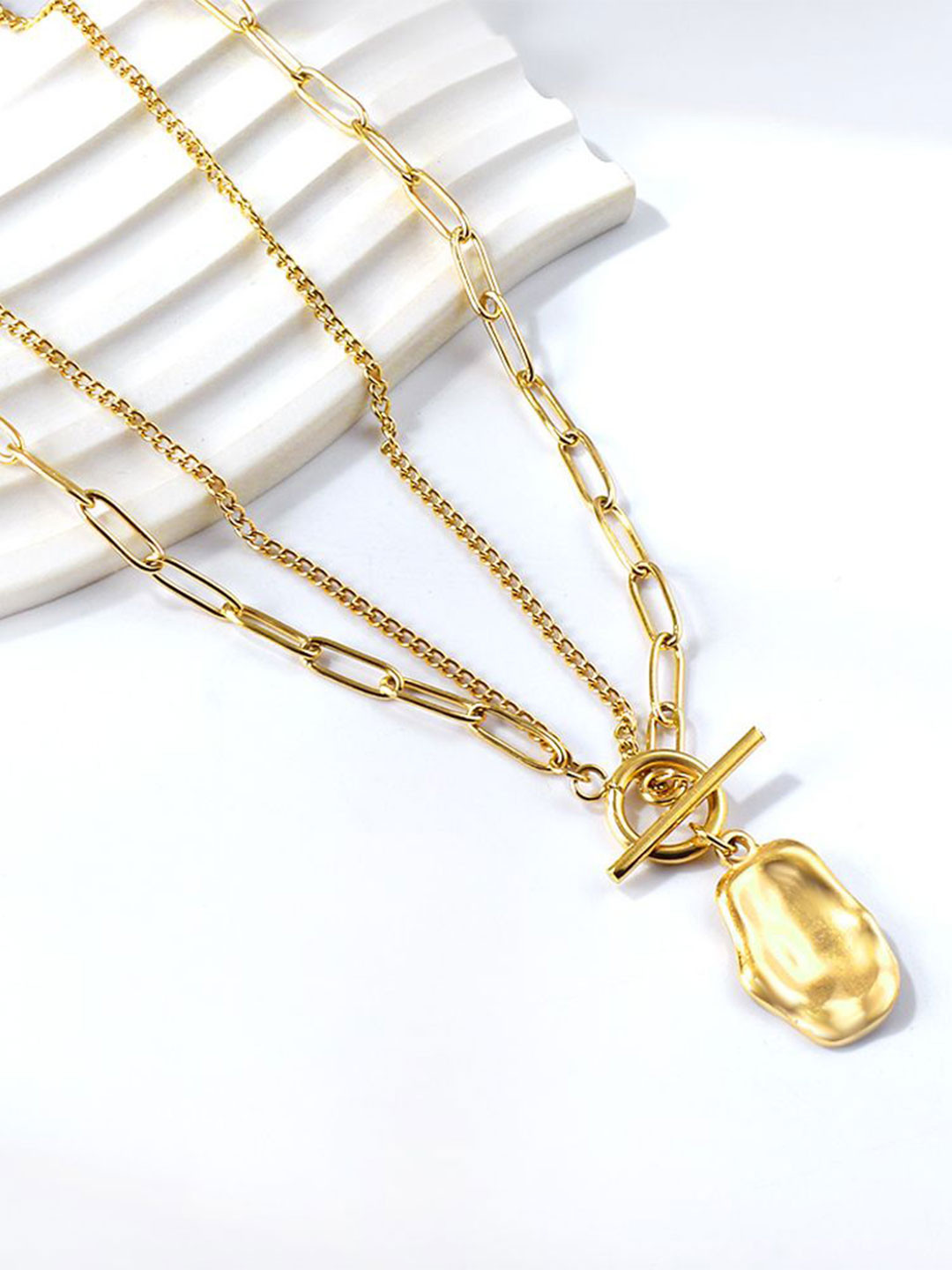 Aiza 18KT Gold Plated Regal Beaten Necklace