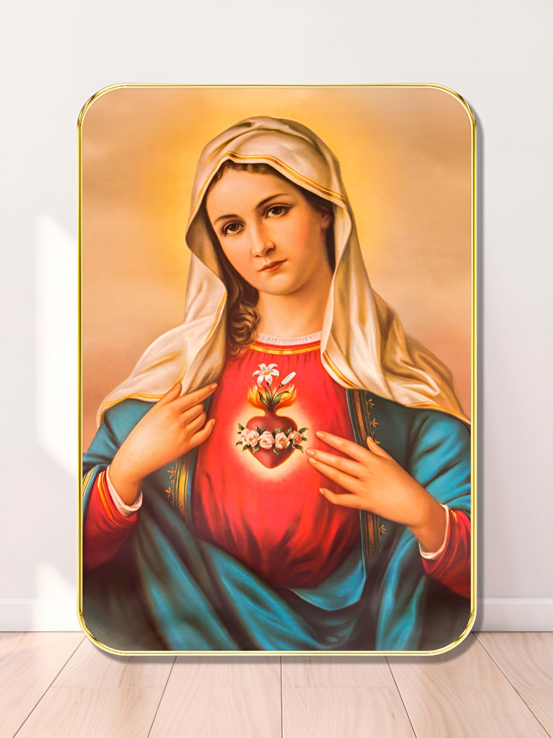 Myntra Elegant Homes Sacred Heart Of Mother Wood Wall Paintings Wall Art - 24 x 18 In