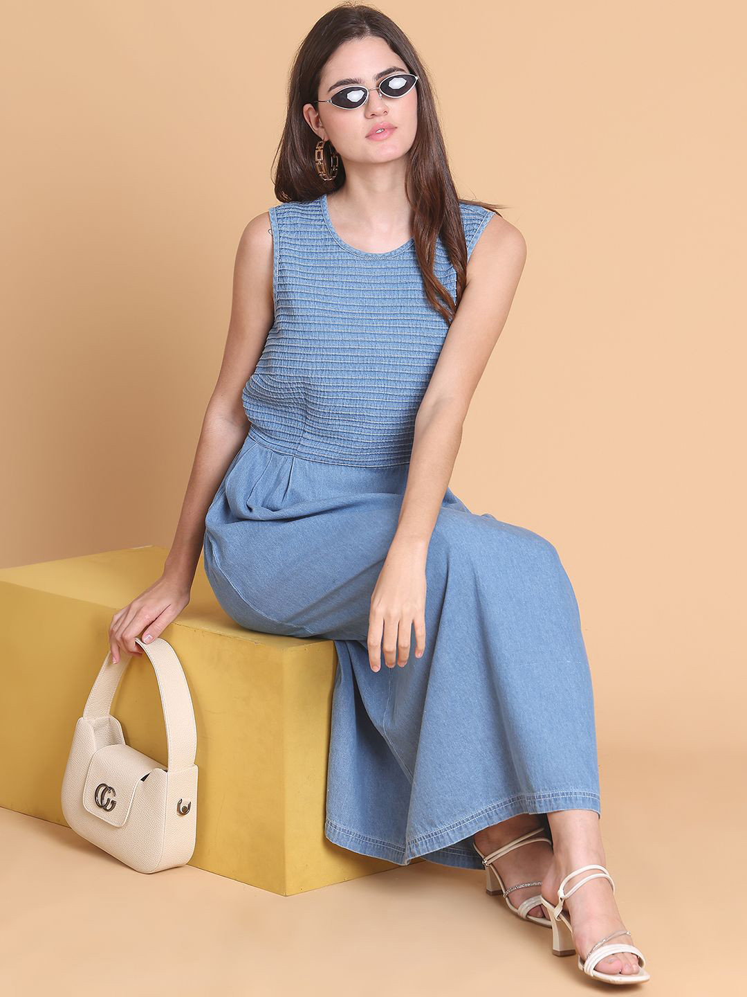 250 DESIGNS Smocked Shift Midi Dress