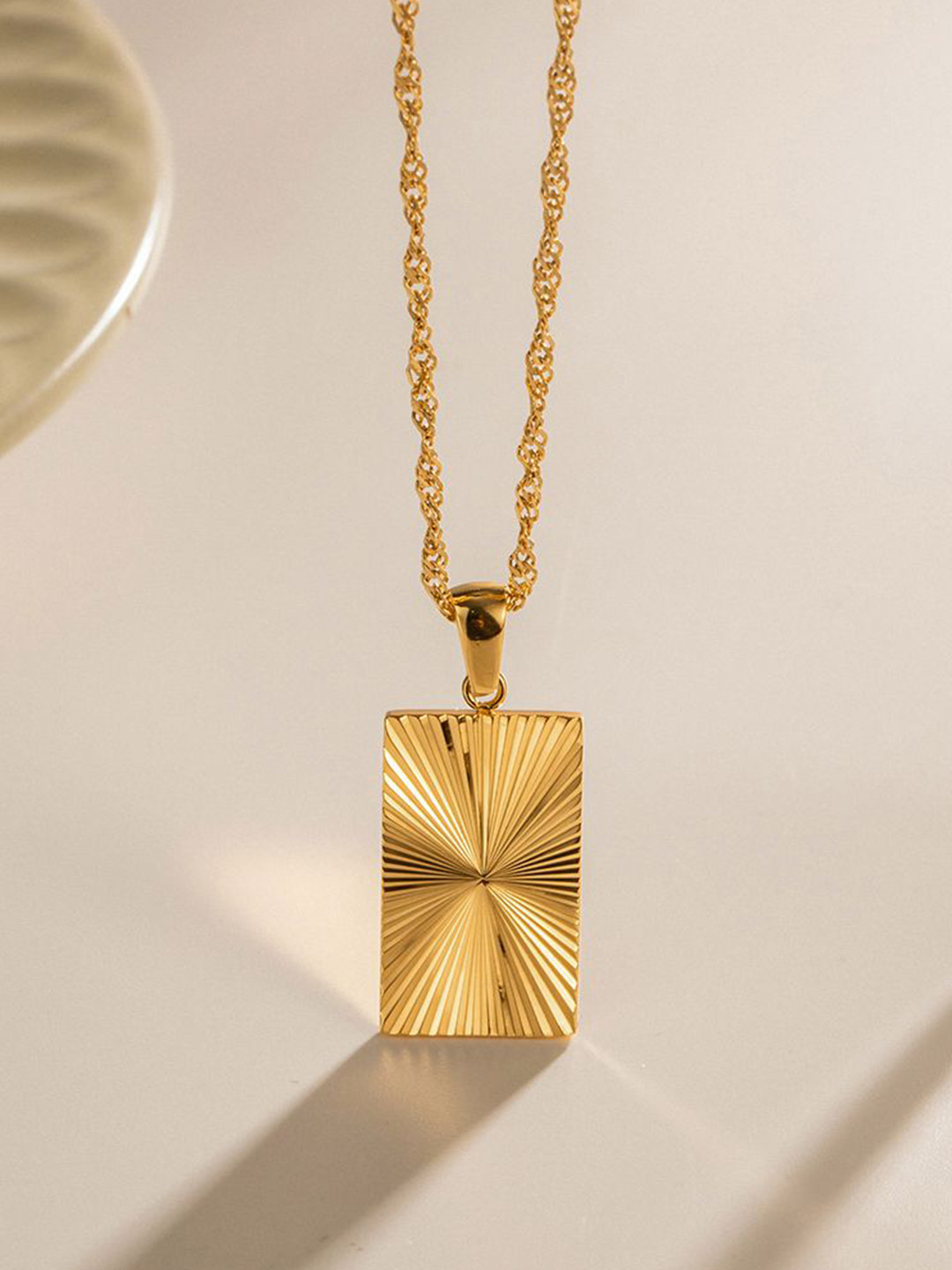 Aiza 18KT Gold Plated Golden Bar Pendant with chain
