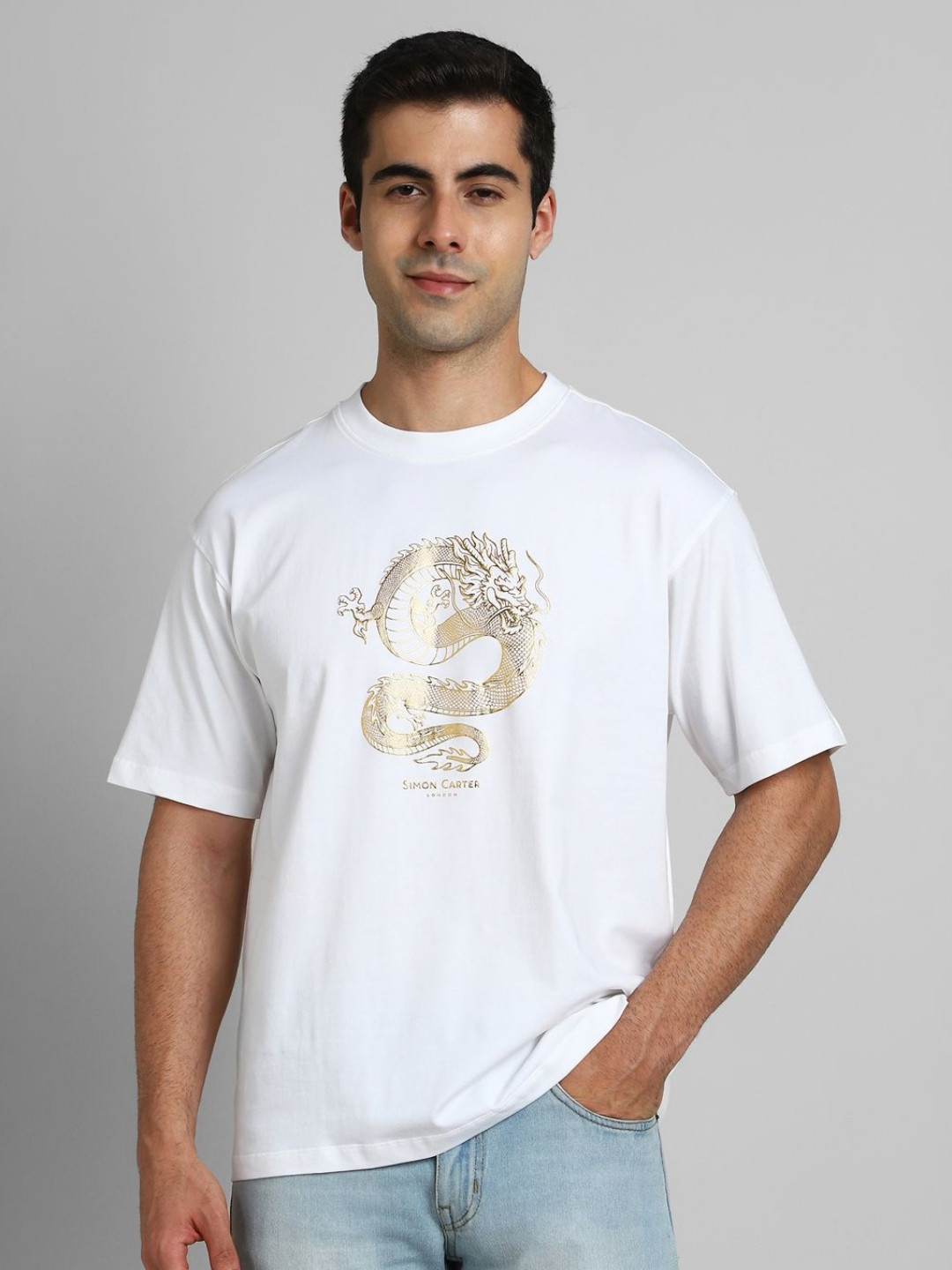 SIMON CARTER LONDON Animal Graphic Printed Cotton Relaxed Fit T-shirt