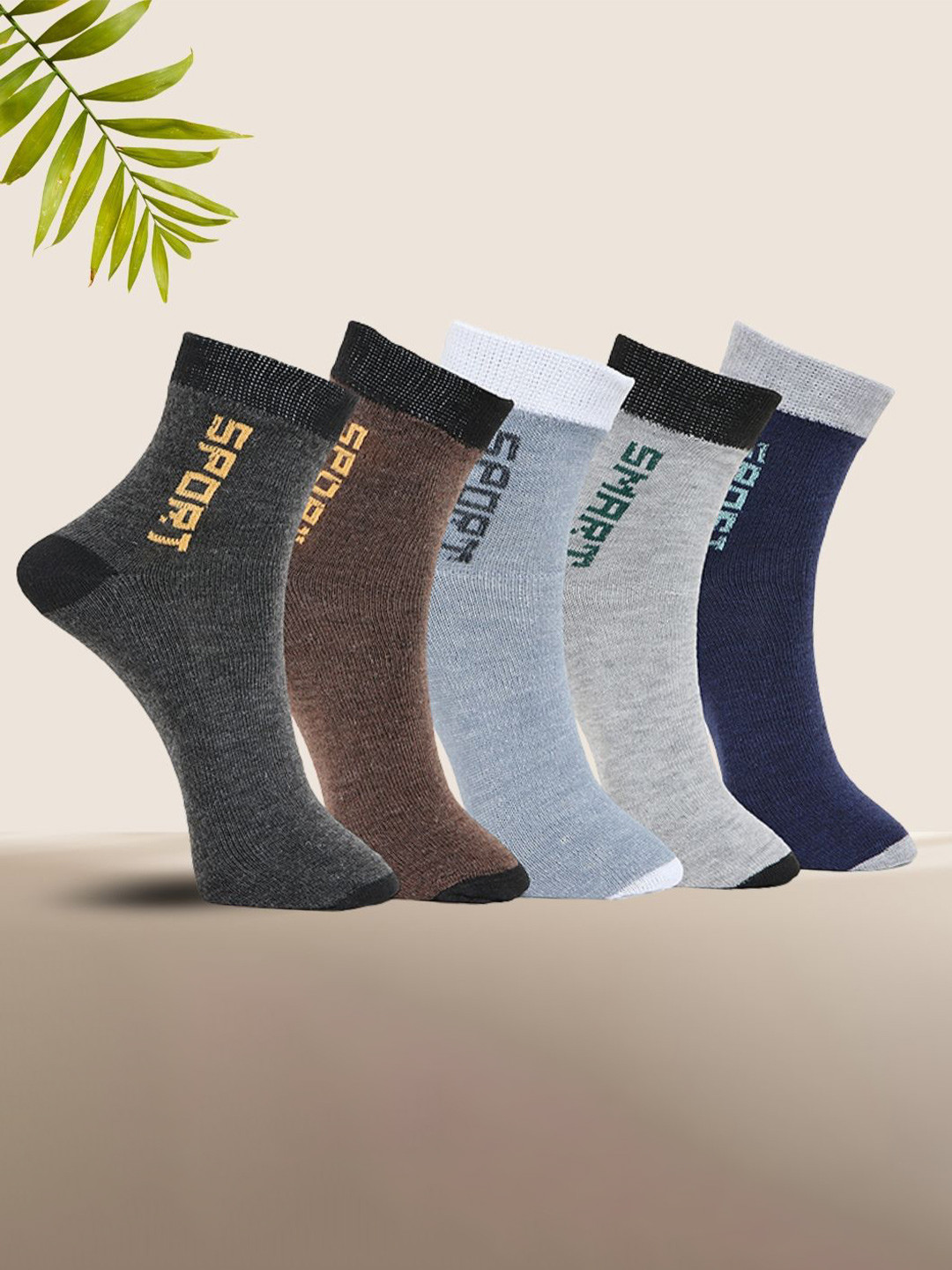 MJE Pack Of 5 Printed Mid Rise Ankle Length Socks