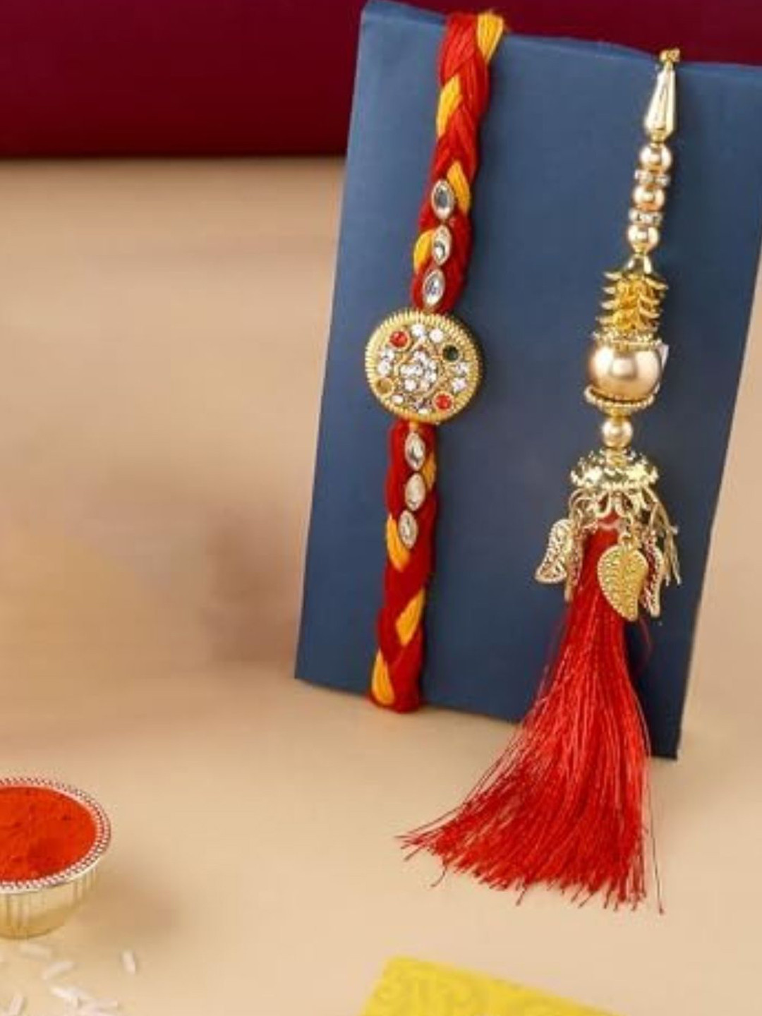 CraftVatika Set of 2 Bhaiya & Bhabhi Rakhi Gift Combo Set