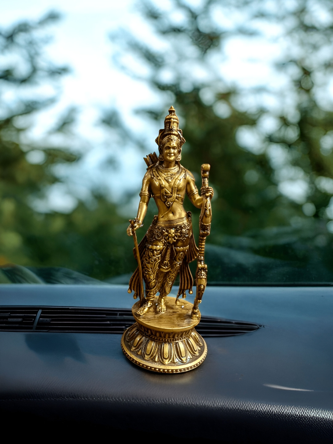 Fabzie Decor Maryada Purshottam Ram Gold Marble Metallic Prayer Room Tiny Showpiece - 4 Inches