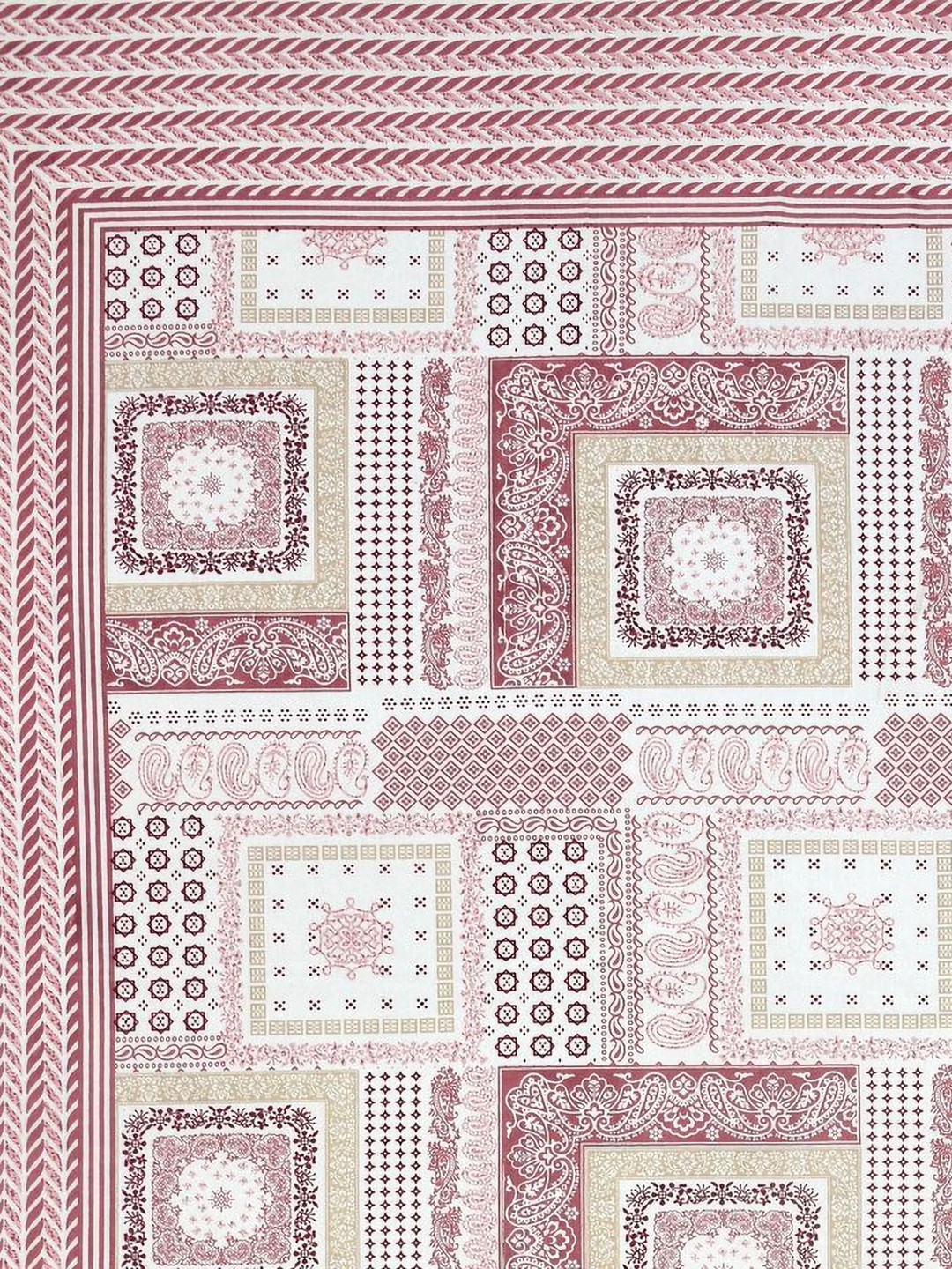 Rudra Bazaar Pink Graphic Cotton 210 TC King Fine Bedsheet with 2 Pillow Covers-108 x 91 inches