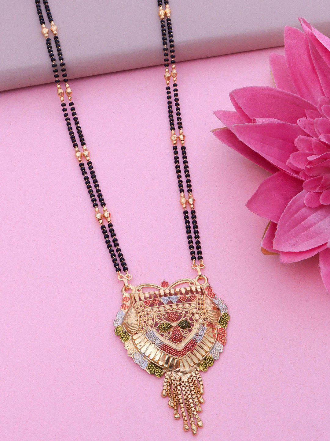 Ramdev Art Fashion Jwellery Gold-Plated Artificial Beads Long Mangalsutra