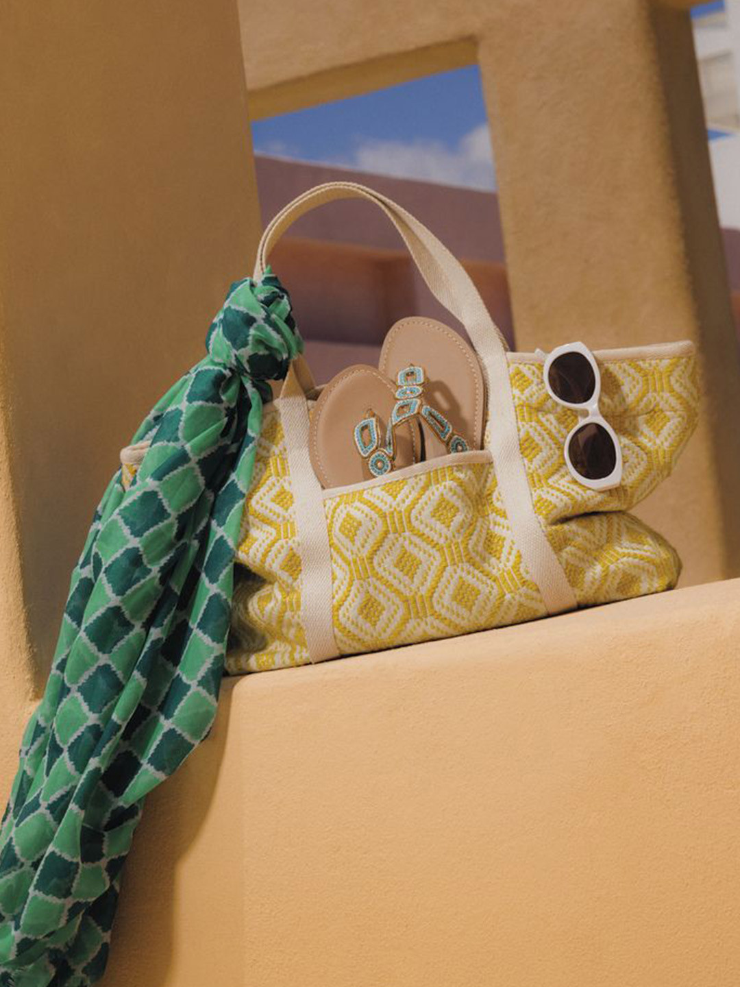 Accessorize Checked Structured Tote Bag