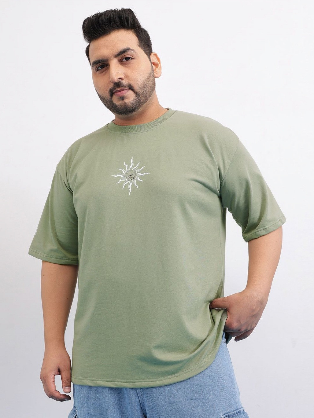 UNSTD Men Plus Size Printed Drop Shoulder T-Shirt