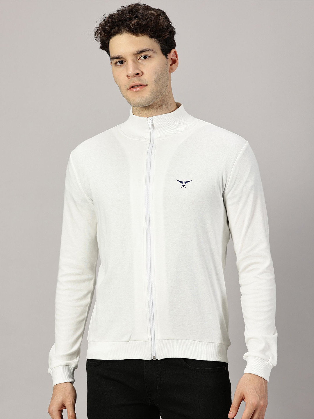LEON Men Full Sleeve High Neck Full Zip Sweatshirt