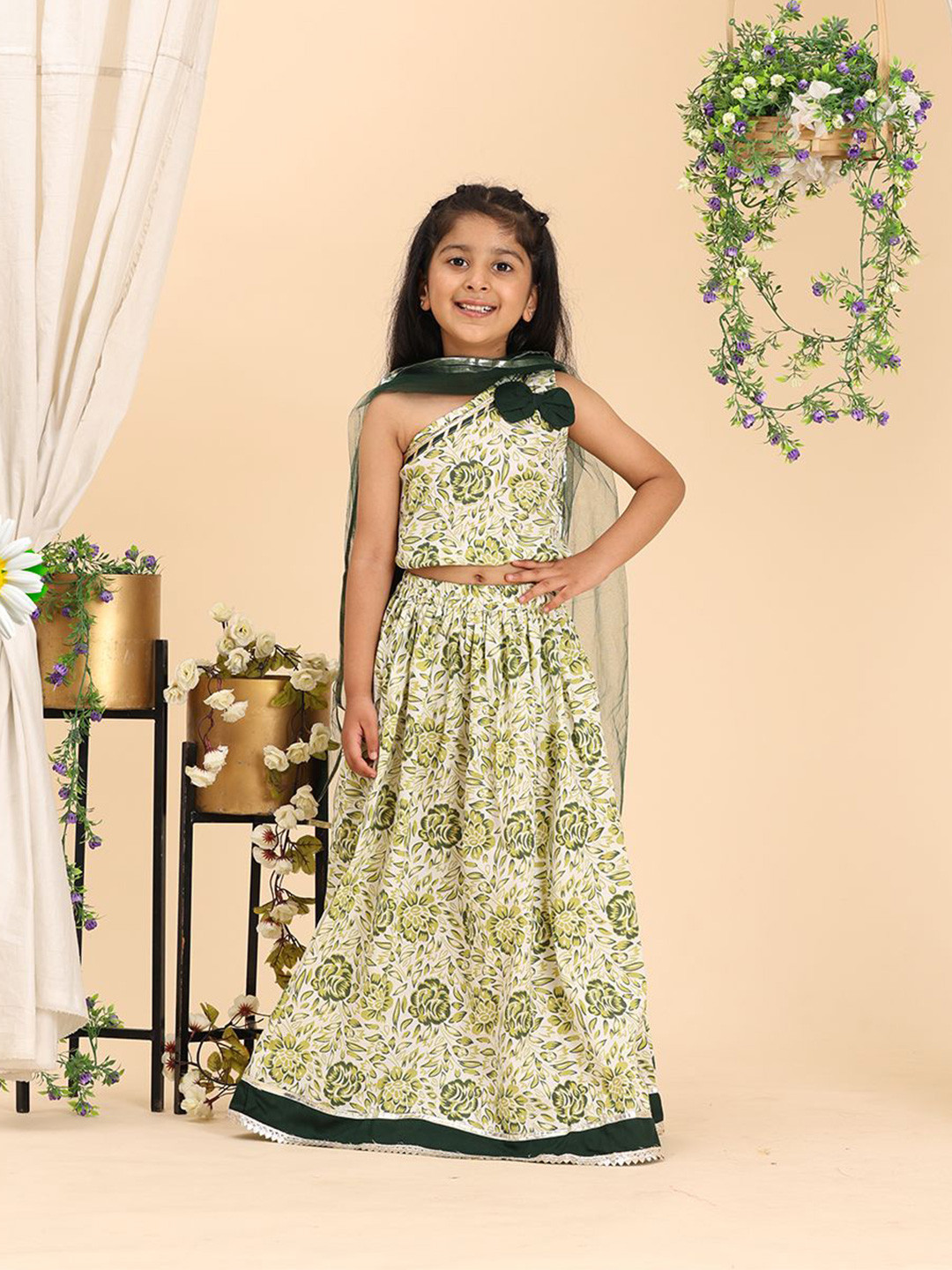 Cutiekins Girls Printed Ready to Wear Lehenga & Blouse With Dupatta