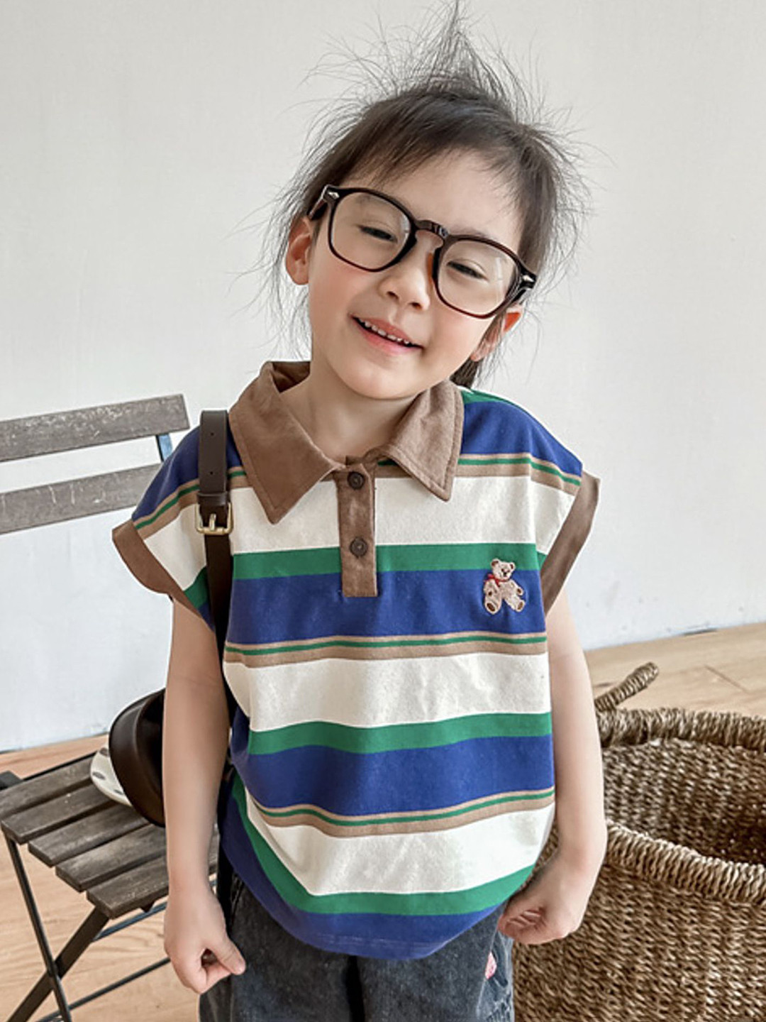 LULU & SKY Girls Polyester Polo Collar Extended Sleeves Colourblocked Relaxed Fit T-Shirt