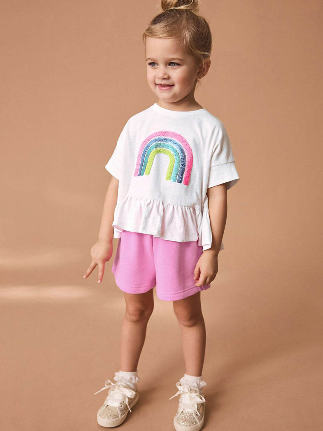 YK Printed Kid-Girls Top & Shorts Clothing Set