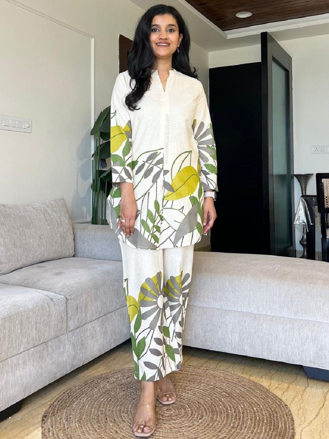Aasira Printed Pure Cotton Top With Trousers Co-Ords