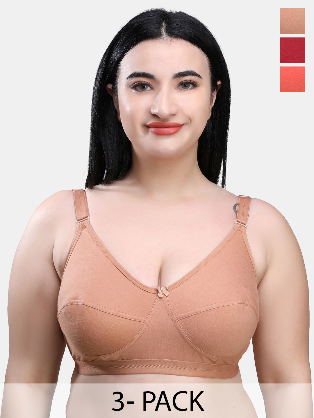 SKDREAMS Pack Of 3 Full Coverage Seamed Everyday Bra