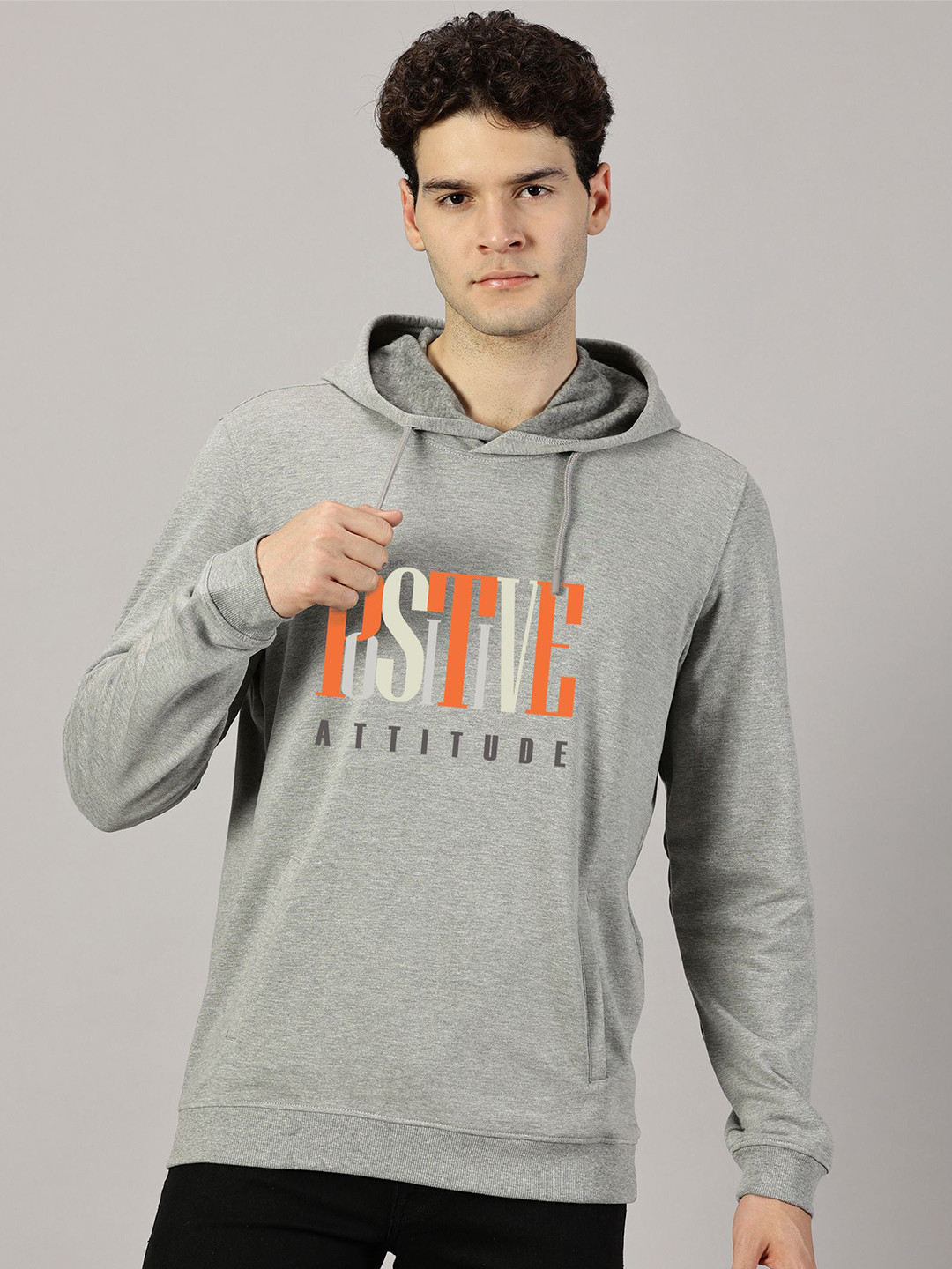 LEON Men Positive Printed Hooded Sweatshirt