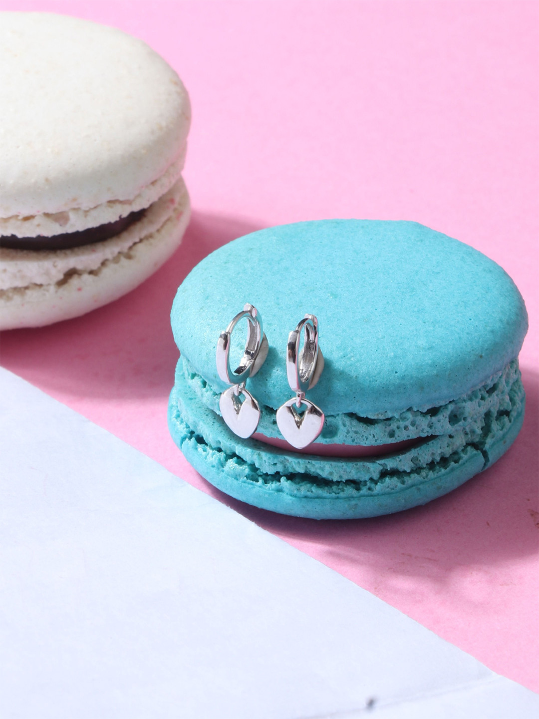 ShimmerTots Girls 925 Sterling Silver Rhodium-Plated Little Heart Hoops Earrings