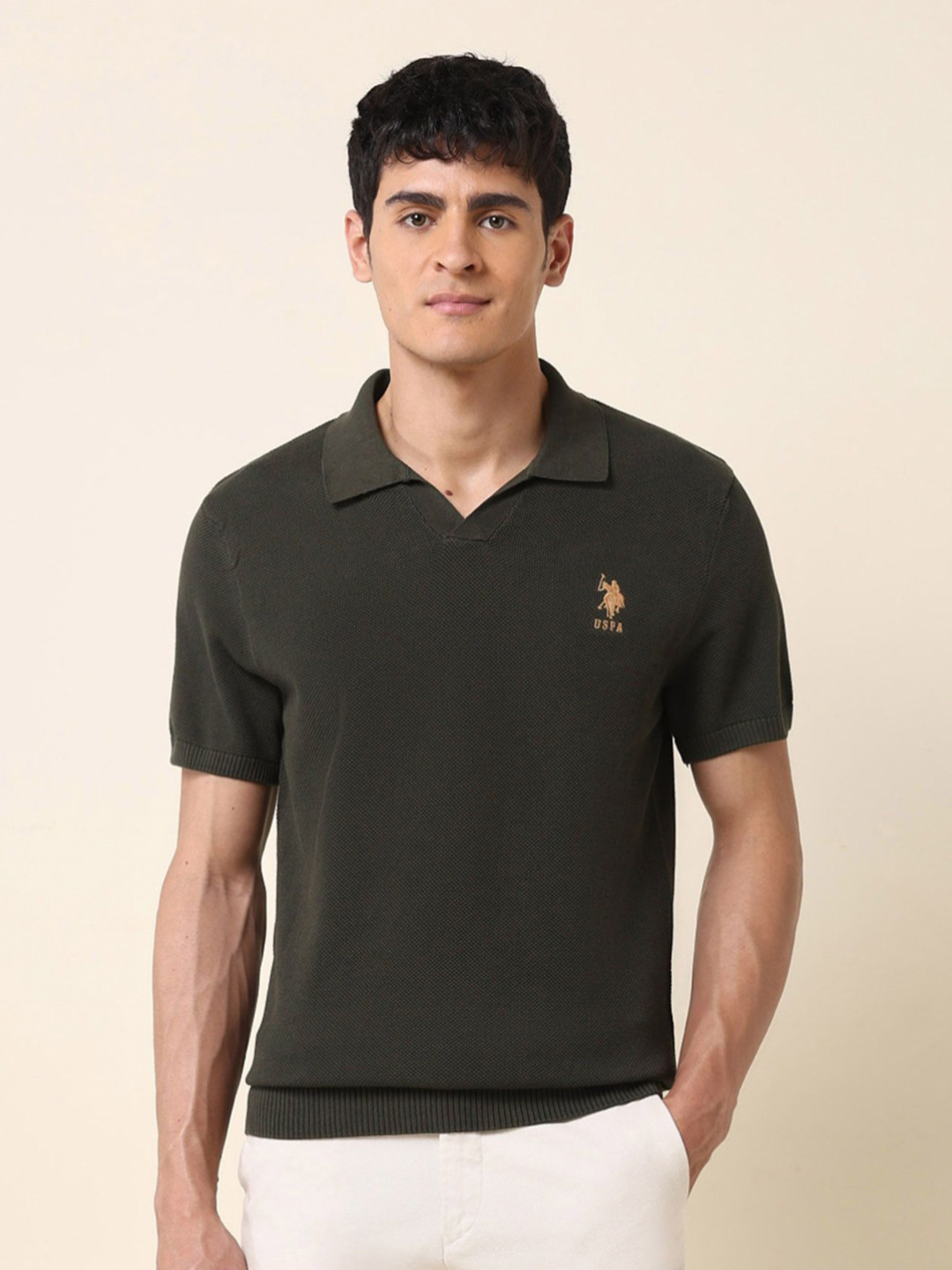 U.S. Polo Assn. Monochrome Polo Collar Pure Cotton Slim Fit T-shirt