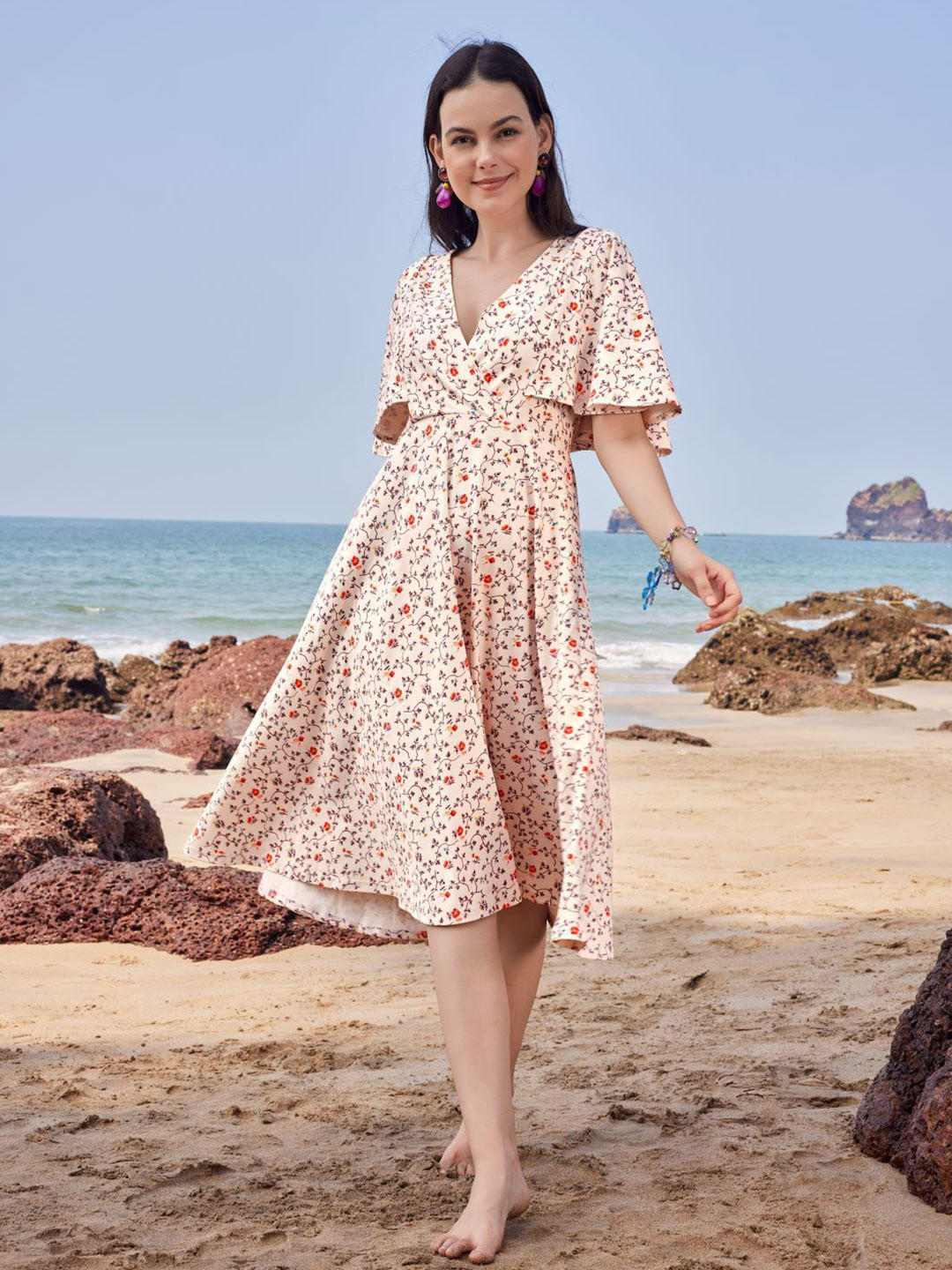 MILOST Women Floral Printed Fit & Flare Dress