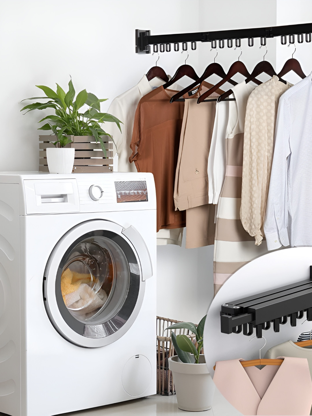 Sole Module Black Metal Wall Mounted Cloth Drying Rack