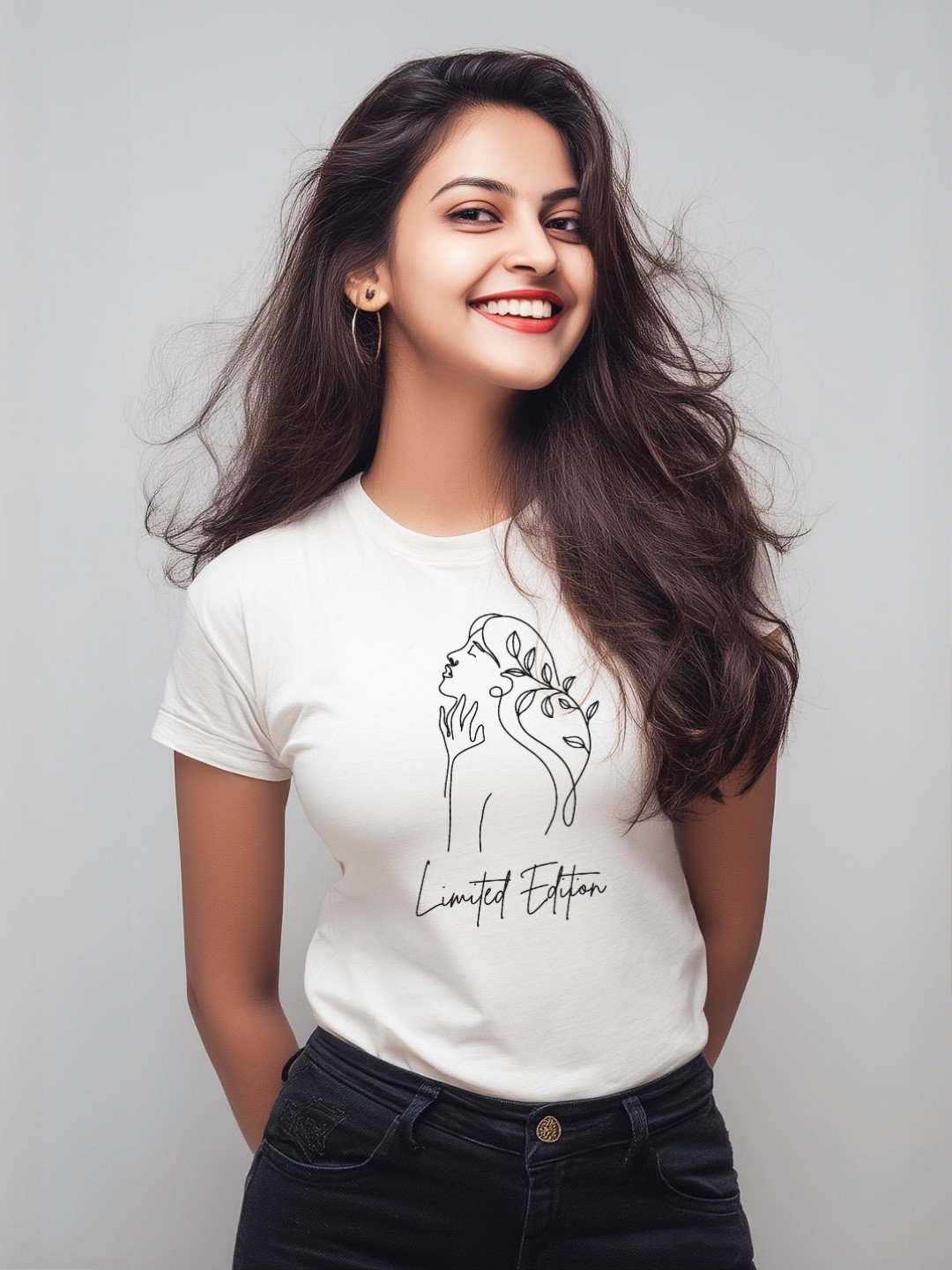 Storeily Graphic Printed Round Neck Cotton Raw Edges T-shirt