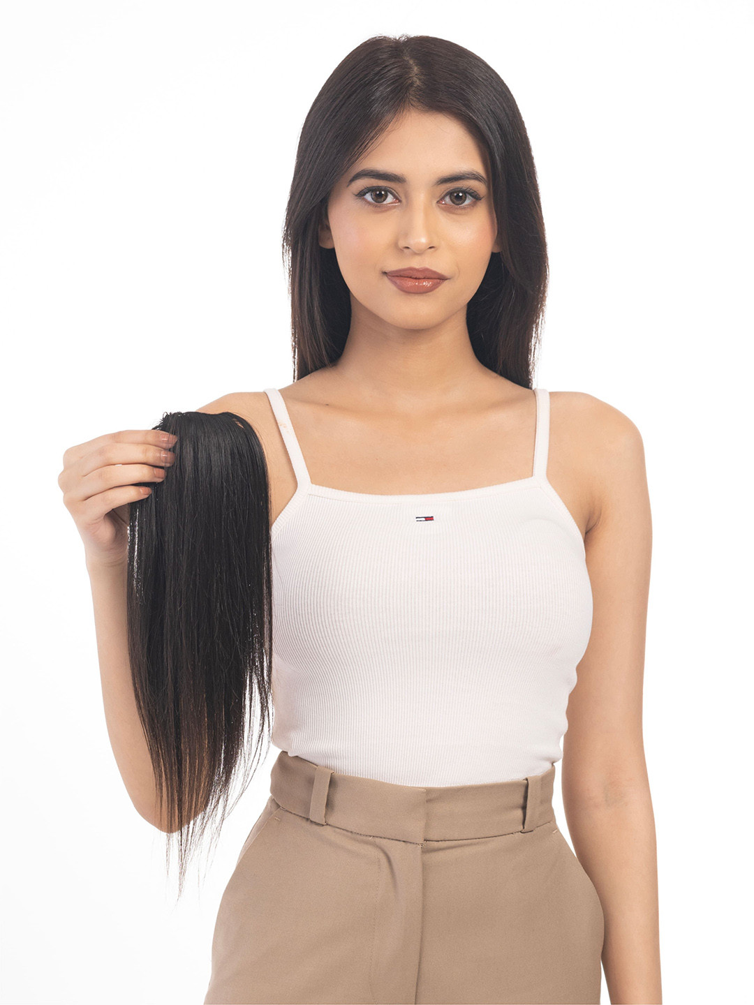 HAIRJOY Clip-In Straight Scalp Topper Hair Extension - Dark Brown - 24 Inches