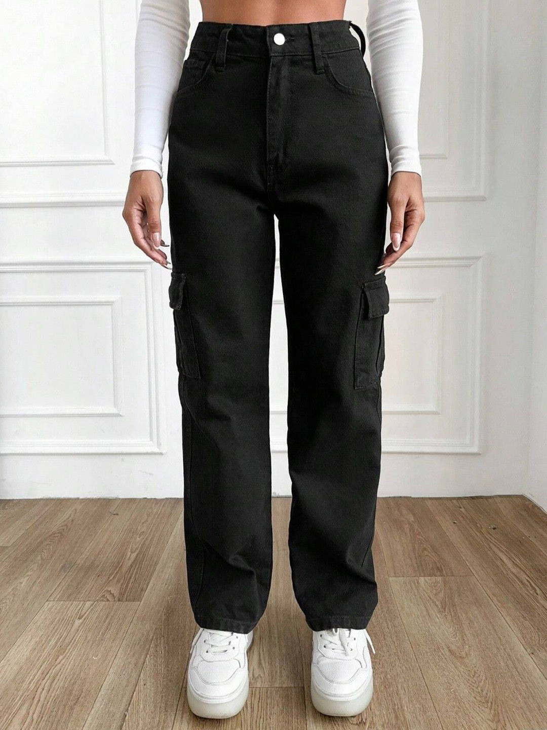 DressBerry Women Comfort Straight Fit Mid-Rise Cargo Style Stretchable Jeans