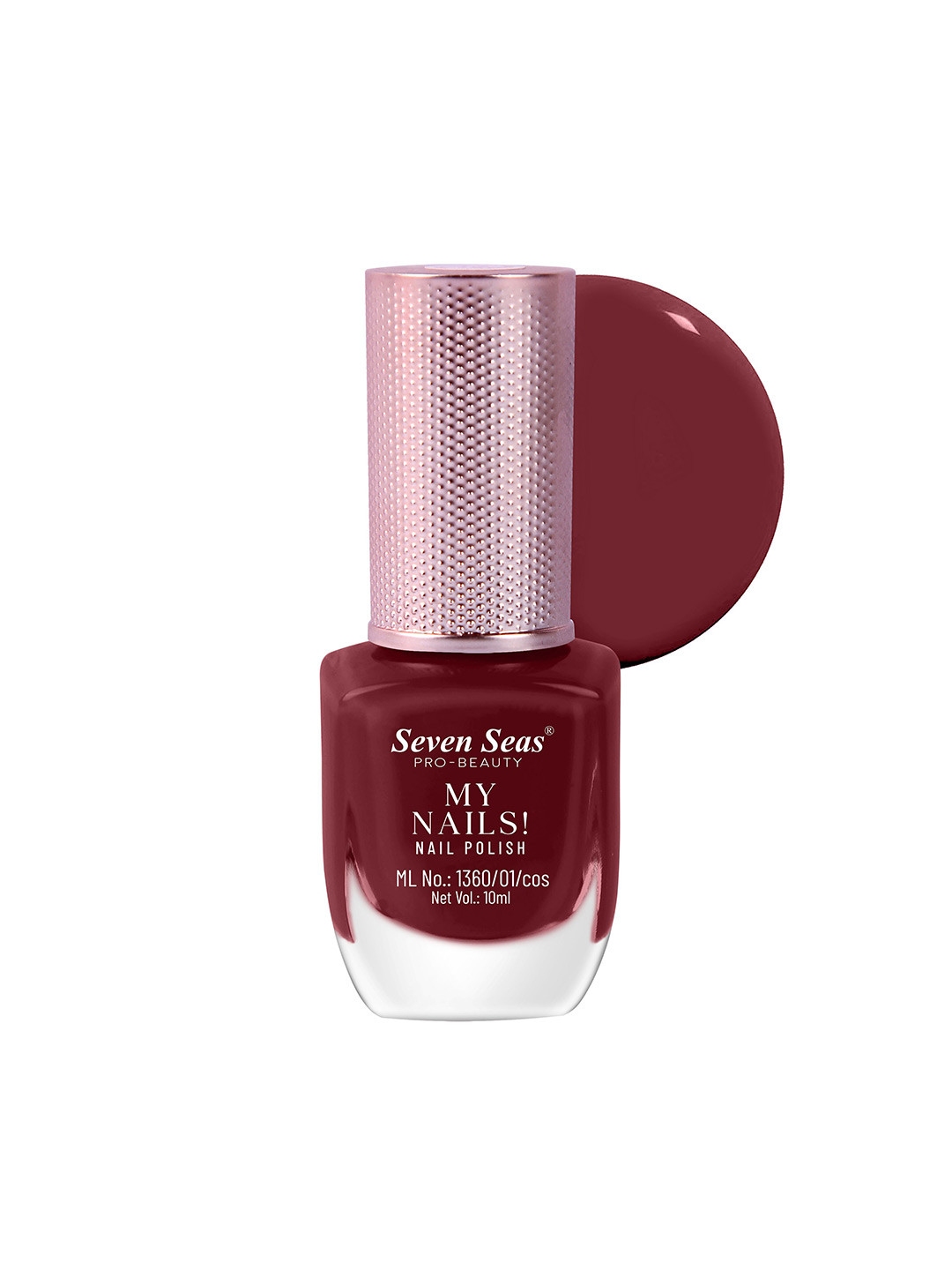 Seven Seas My Nails Long Lasting Glossy Nail Polish - 10 ml- Shade 351 - Maroon