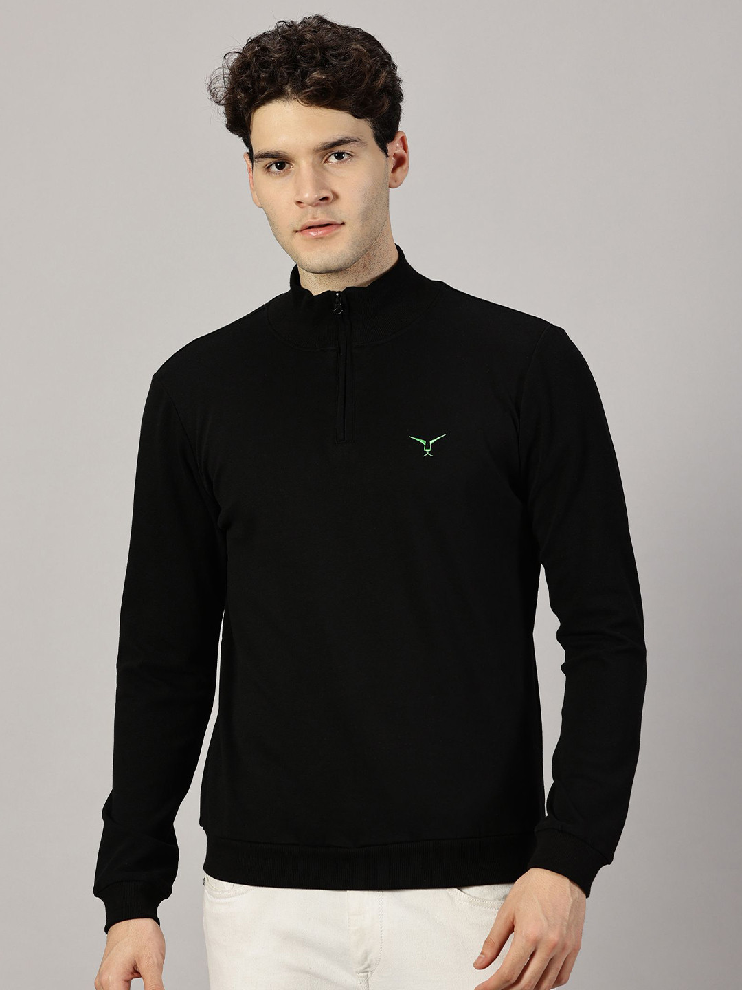 LEON Men Full Sleeve High Neck Sweatshirt