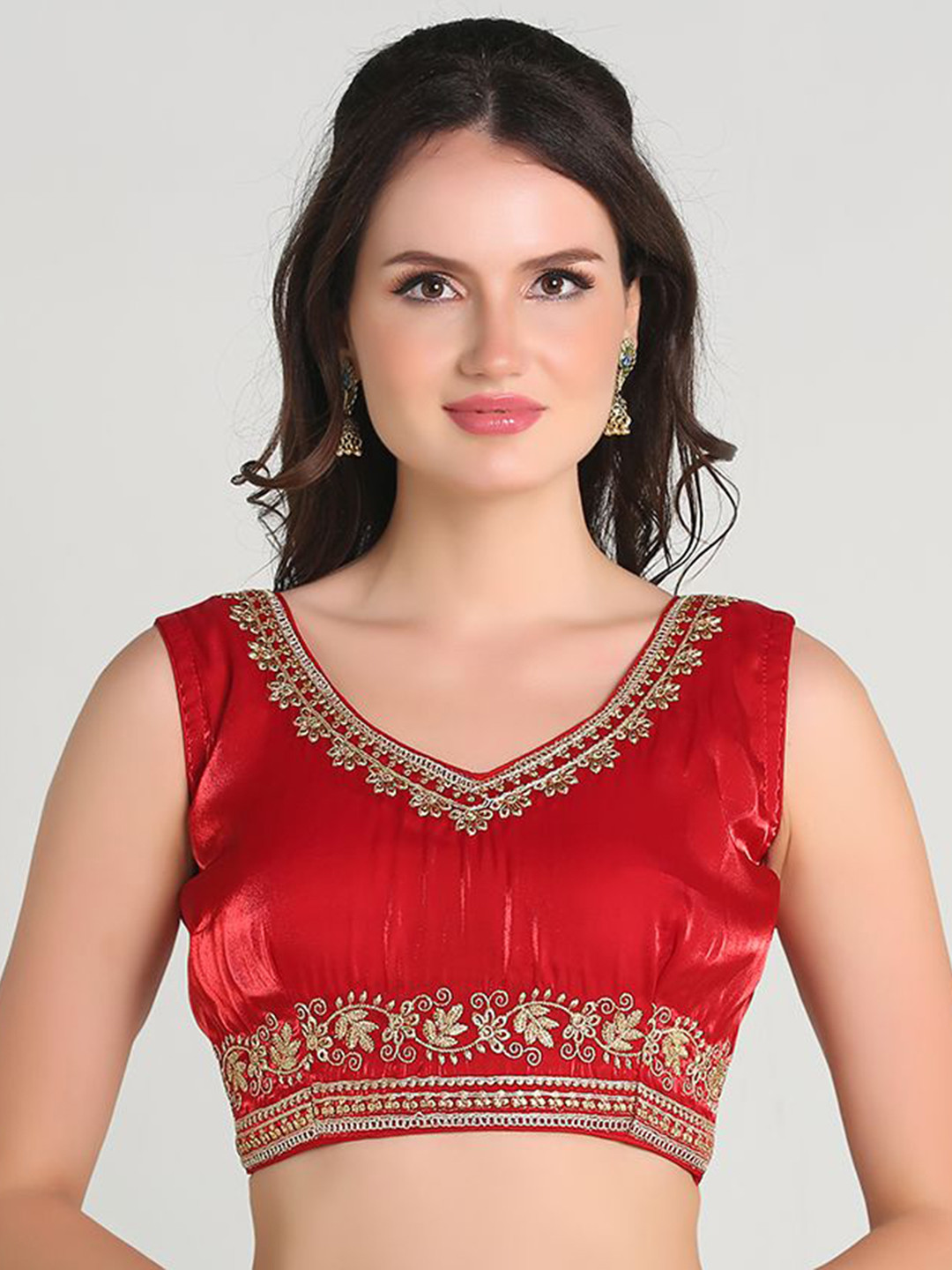 EZSTALL Embroidered Sleevless Saree Blouse