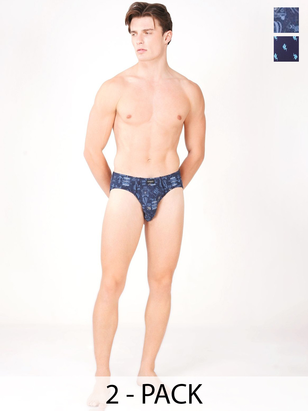 Louis Bayrad Pack Of 2 Assorted Cotton Hipster Briefs LB-1032 Arrow Polo