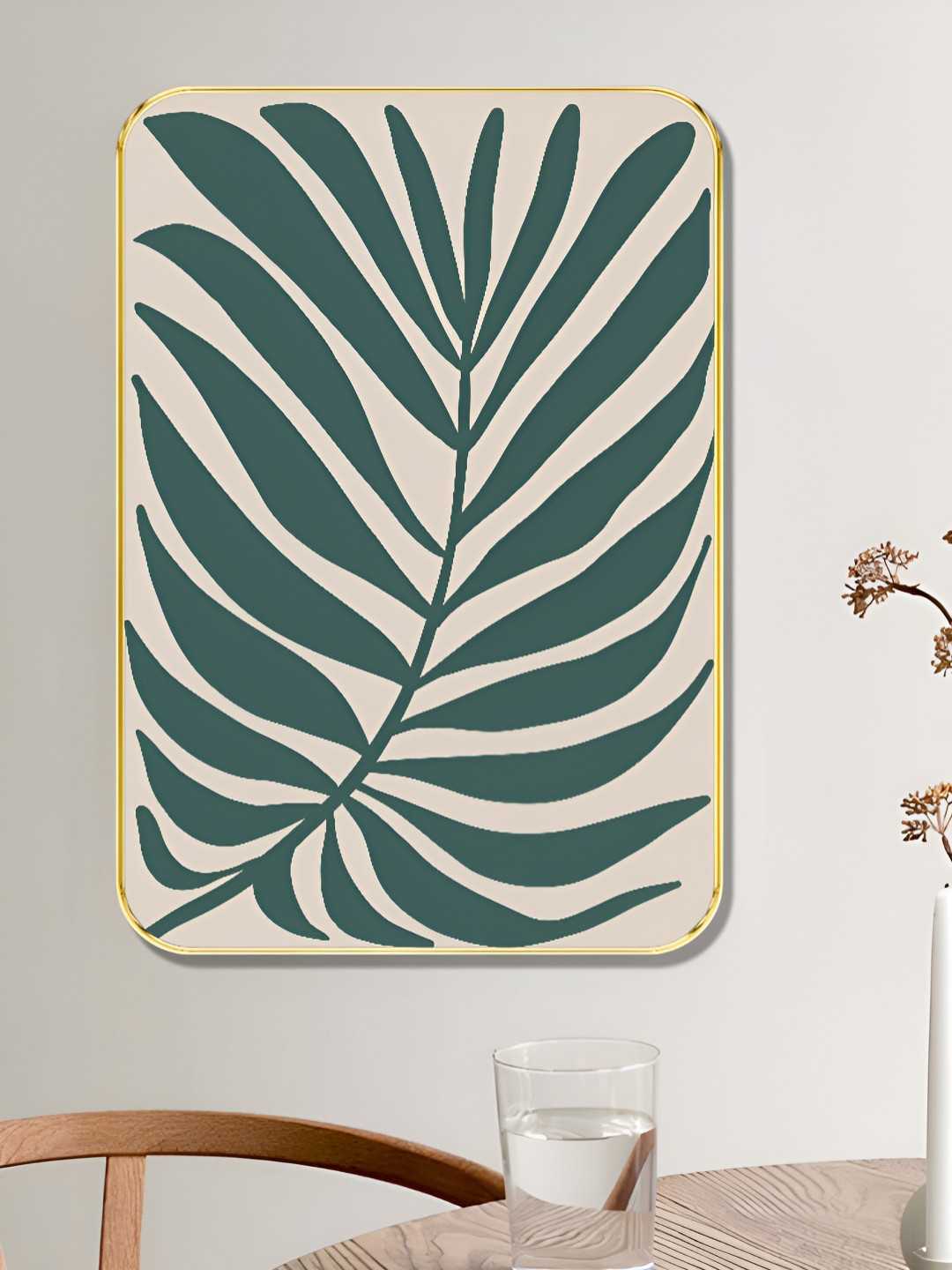 Myntra Elegant Homes Off White & Green Botanical Leaf Nature-Inspired Wooden Wall Art