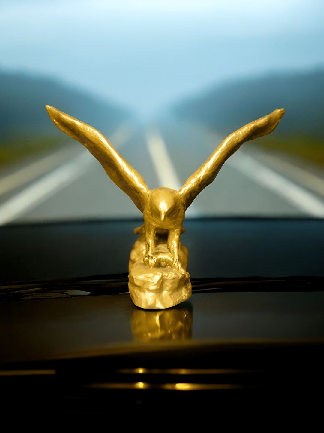 Fabzie Decor Eagle Gold Marble Glossy Living Room Tiny Showpiece - 4 Inches