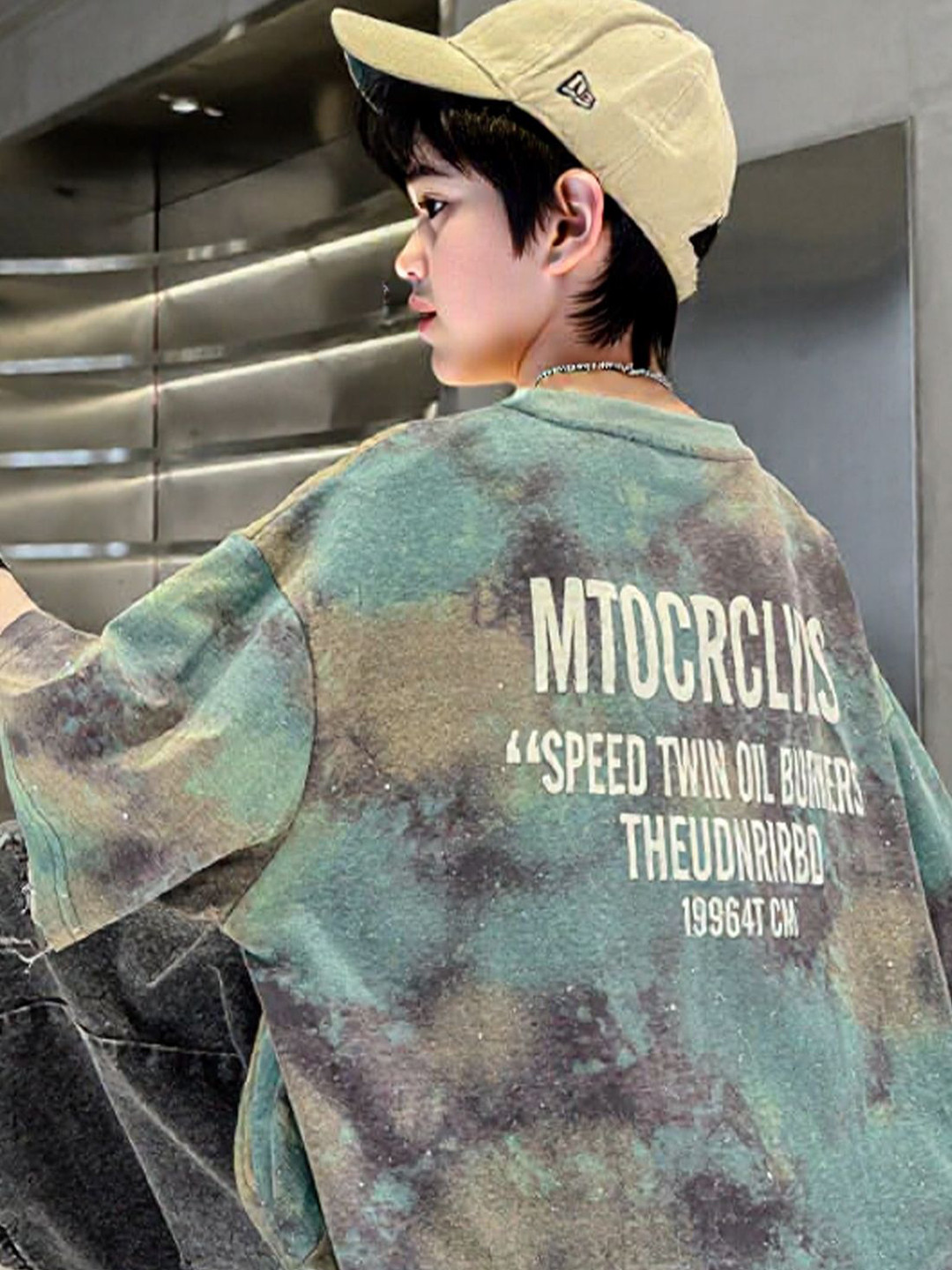 FOREVER FRIDAY Boys Tie & Dye Printed Round Neck Drop Shoulder Cotton Oversized T-shirts