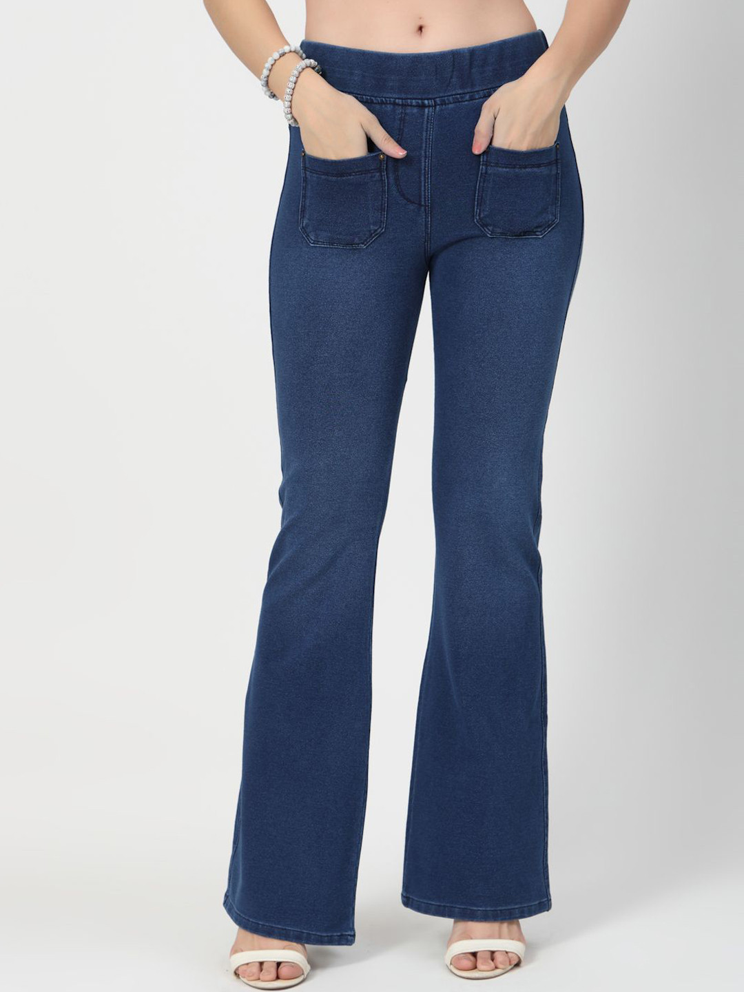 Westwood Women Pure Cotton Jean Flared High-Rise Stretchable Jeans