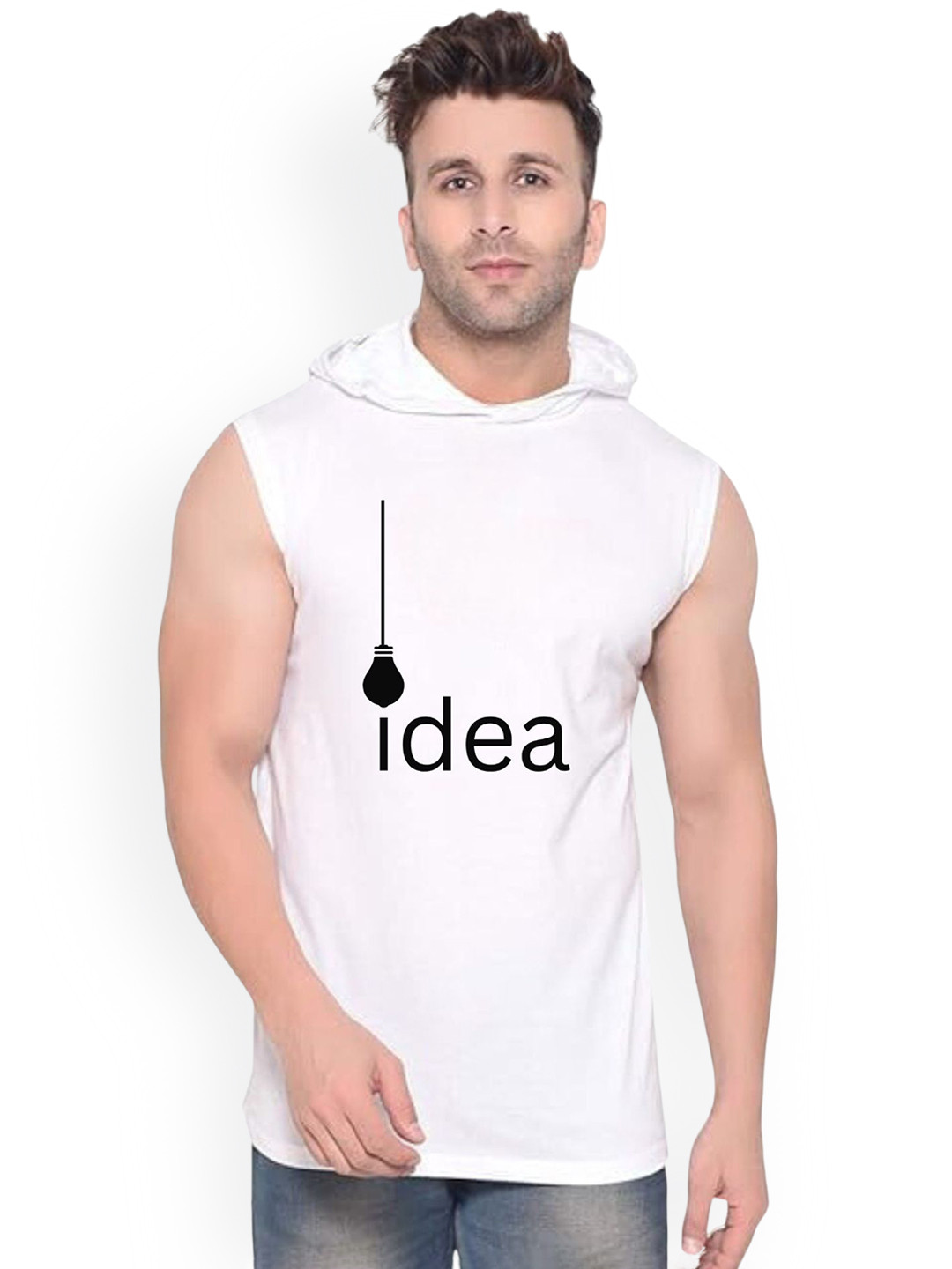 Fashnobic Idea Printed Hooded Gym Vest - K__Print-185_gym_vest White M