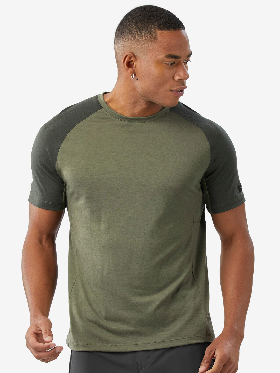 Decathlon SIMOND - Round Neck Colour Blocked Wool Slim Fit Trekking T-Shirt