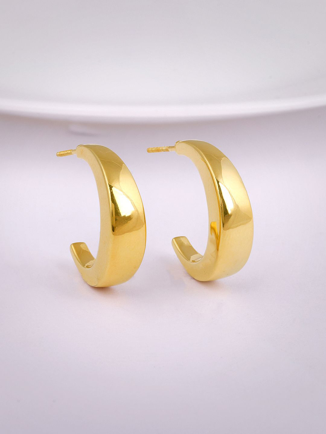 GIVA 925 Silver Gold-Plated Contemporary Half Moon Studs