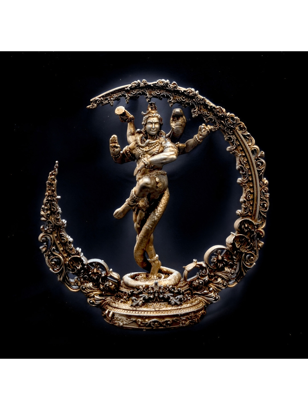 Fabzie Decor Shiv Ji Nirtya Gold Marble Metallic Prayer Room Tiny Showpiece -