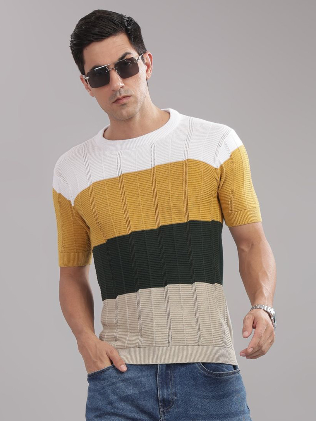 OUTLAWS Men Colourblocked Cotton T-shirt