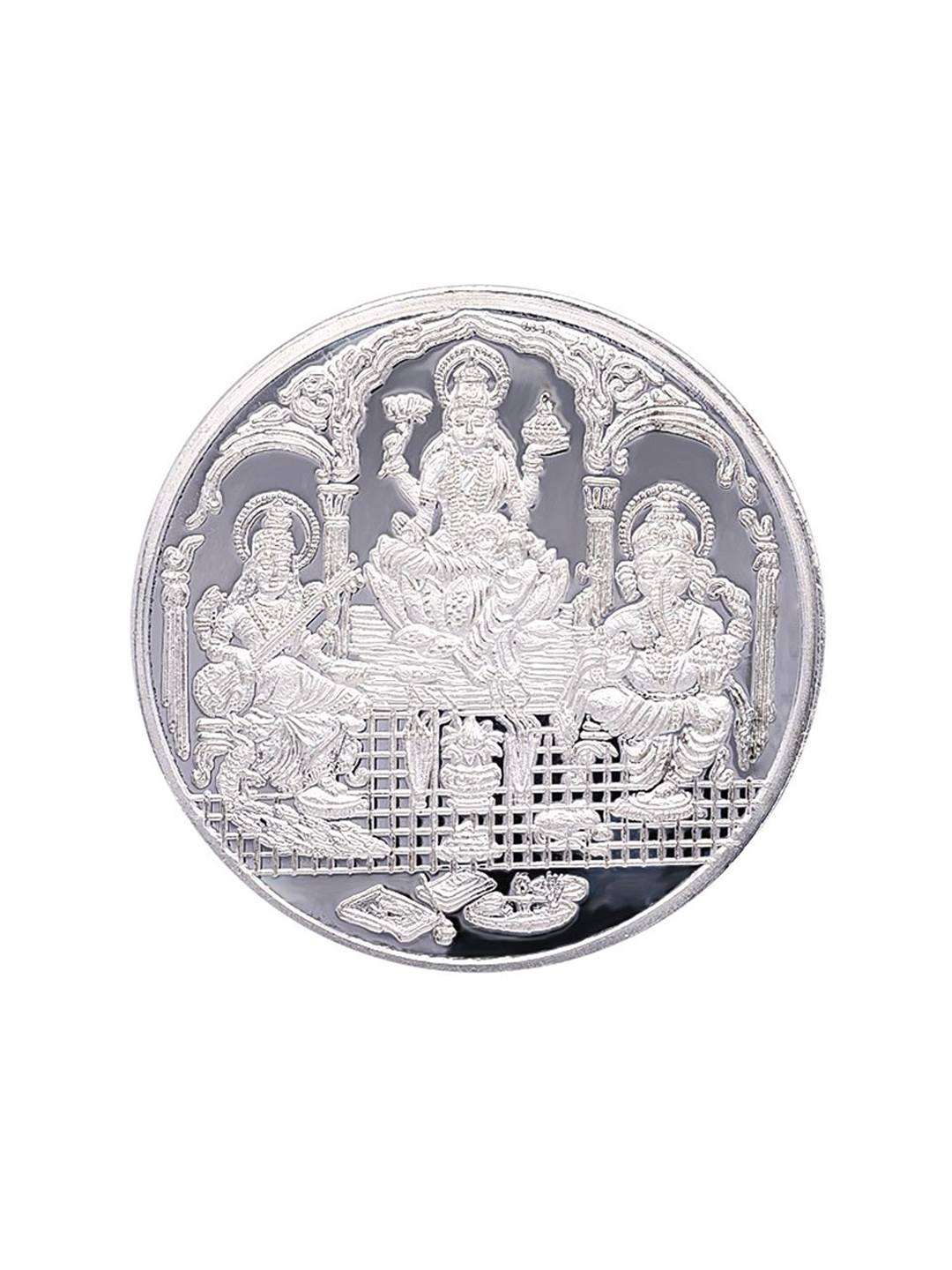 C KRISHNIAH CHETTY JEWELLERS PVT LTD 999 Pure Silver Ganesha Lakshmi Saraswati Coin-10 g