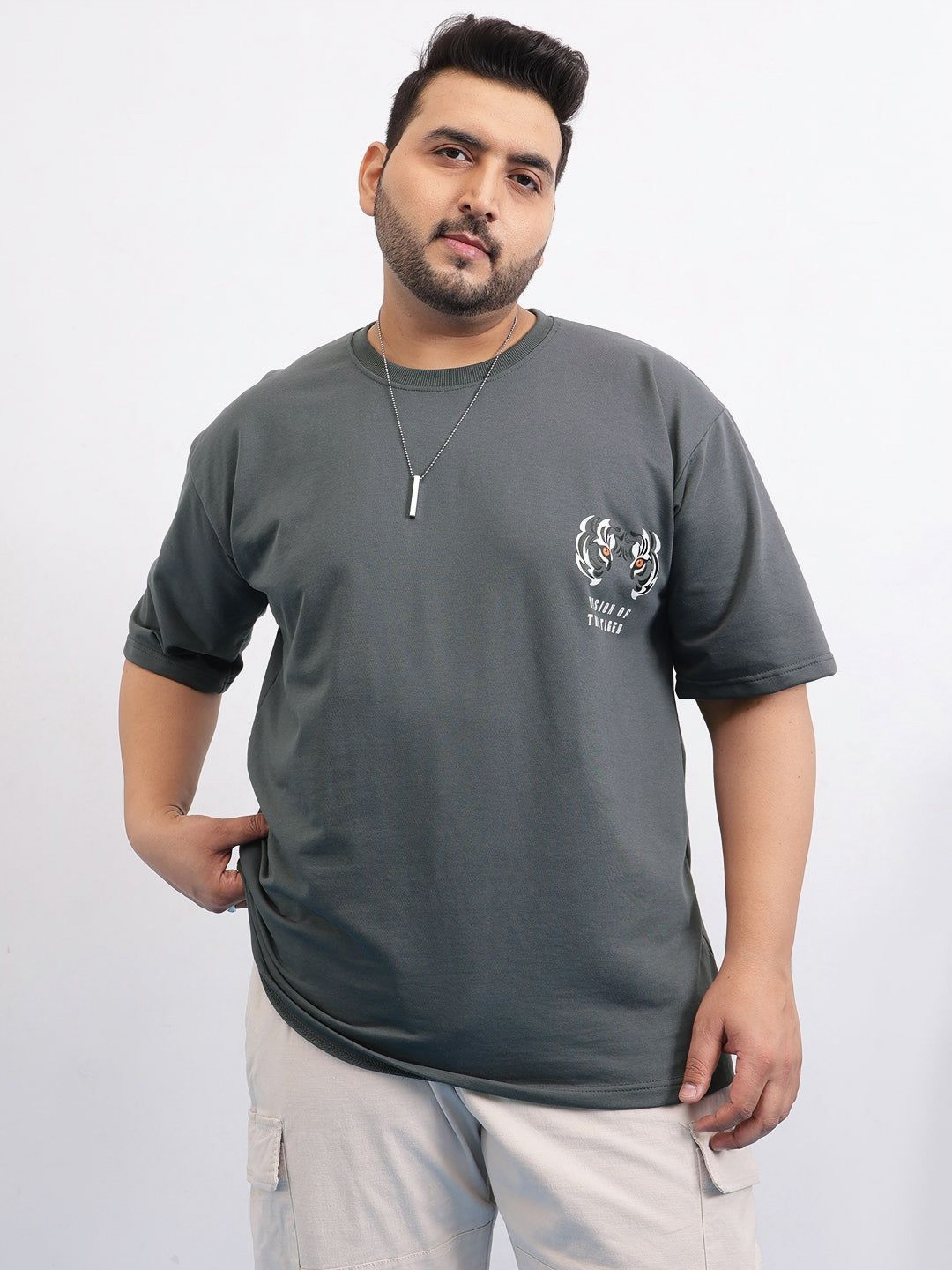 UNSTD Men Plus Size Printed Drop Shoulder T-Shirt