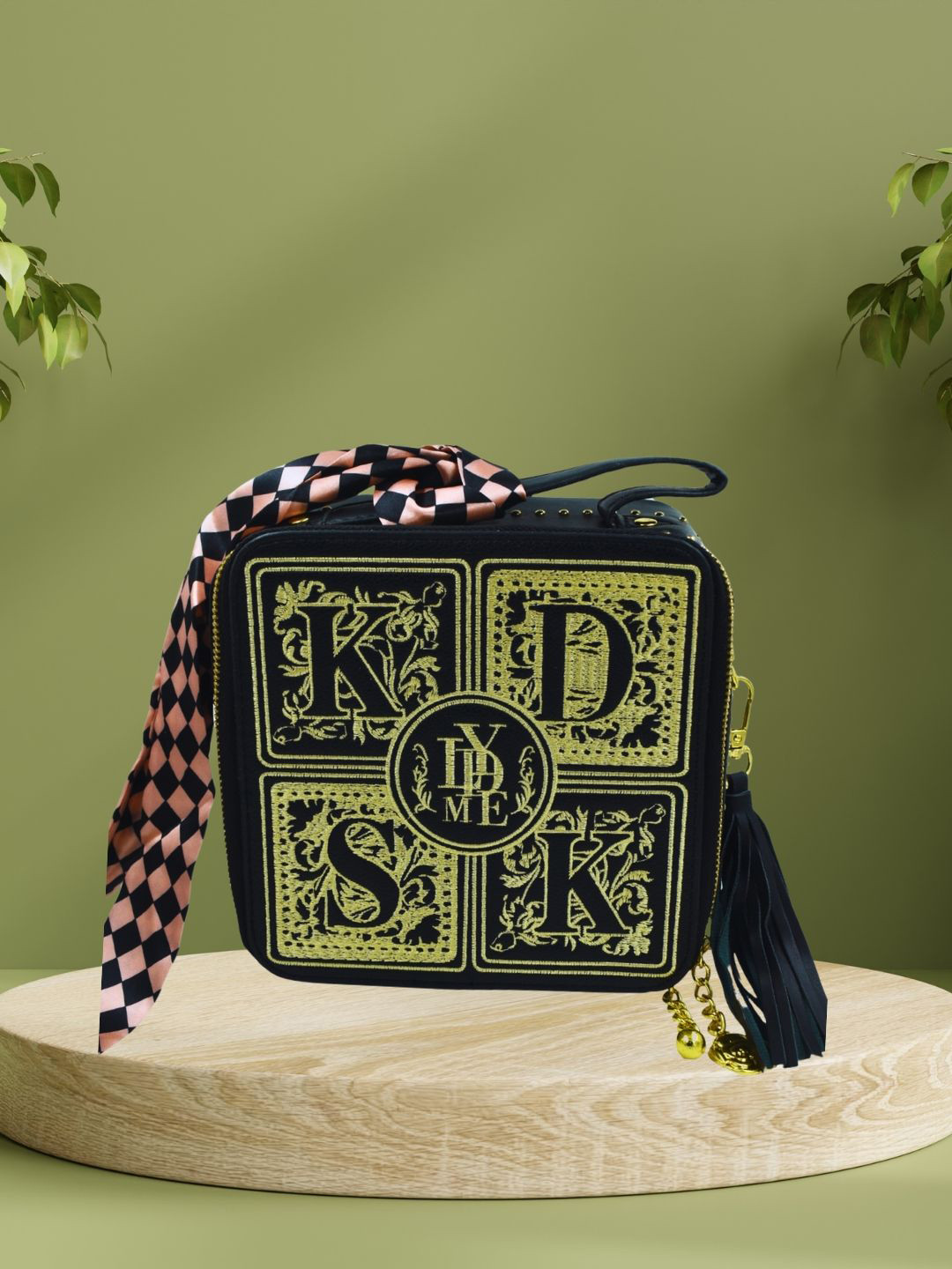 J & C Fashion Arena Box Shaped Handbag Comes with Sling Belt