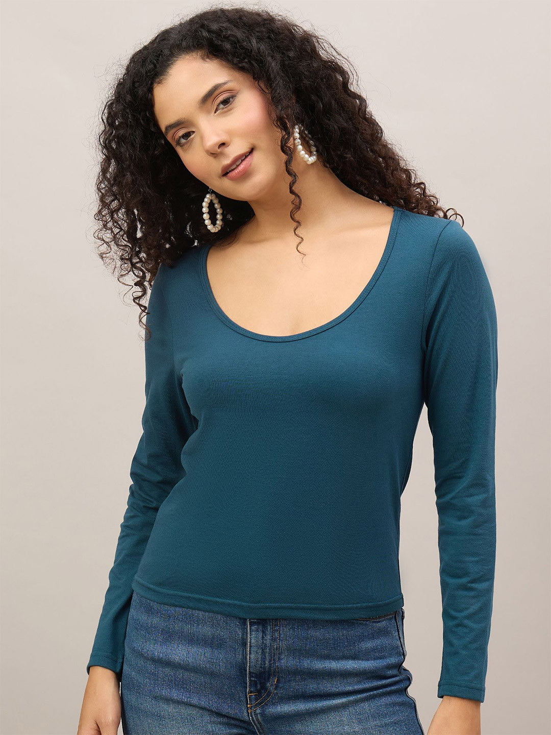 Roadster Scoop Neck Cotton Regular Fit T-Shirt