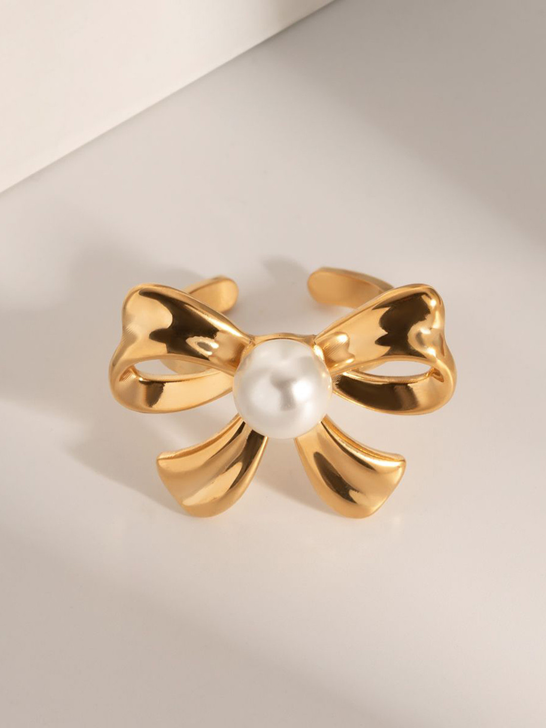 Aiza 18KT Gold-Plated Pearl-Studded Symphony Finger Ring