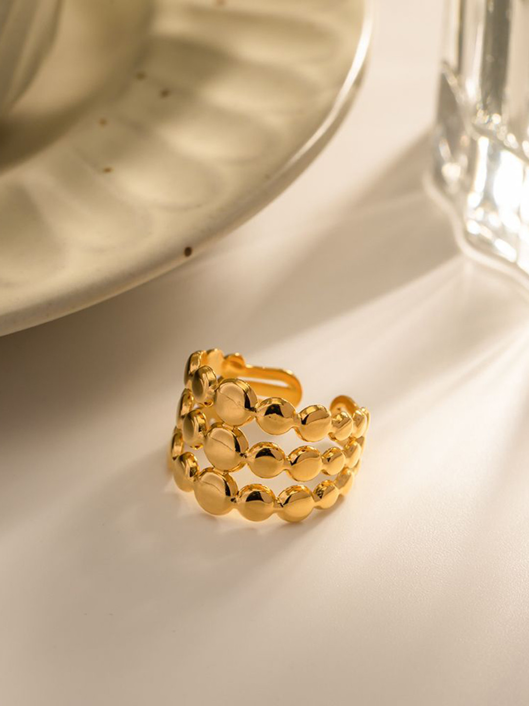 Aiza 18KT Gold Plated Labyrinth Finger Ring