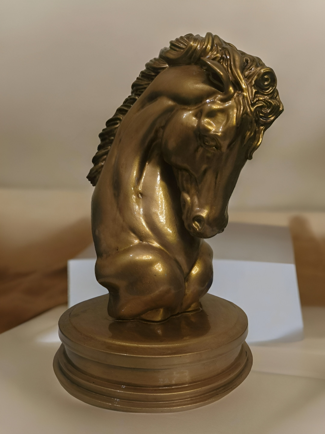 Fabzie Decor Horse Head Gold Marble Glossy Living Room Tiny Showpiece - 2 Inches