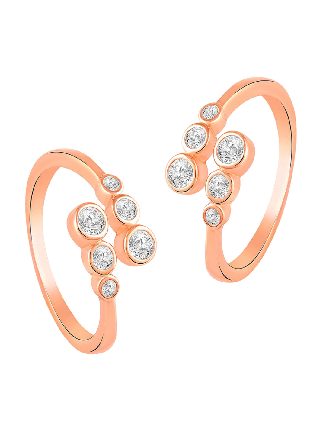 Peora Rose Gold-Plated Cherry Red Toe Rings