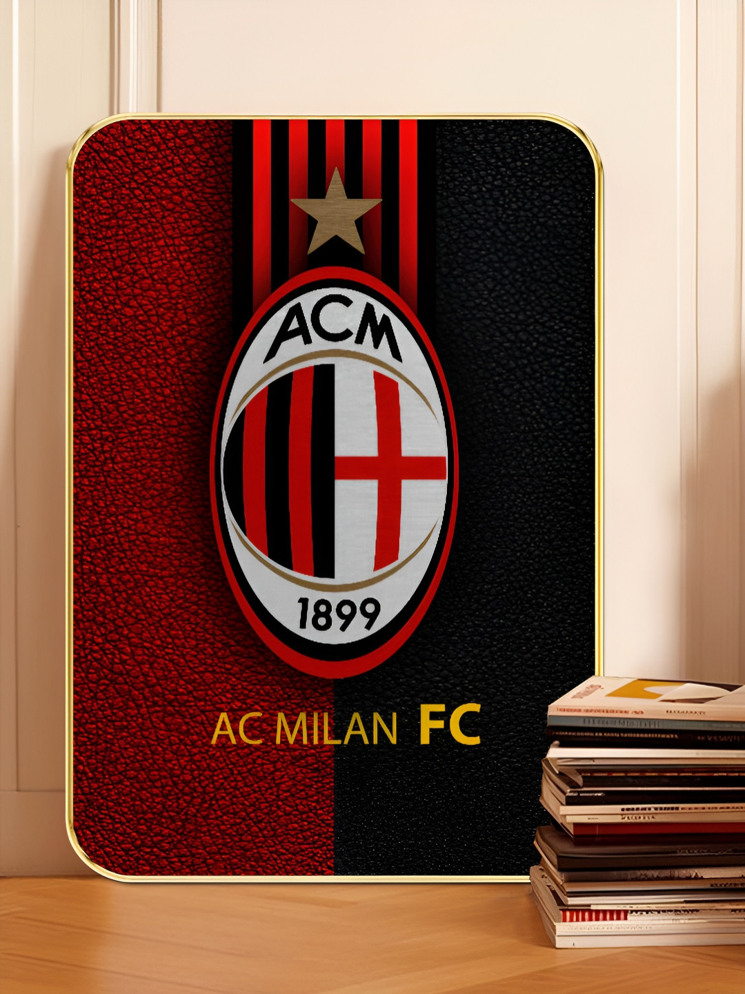 Myntra Elegant Homes AC Milan FC Wood Wall Rectangle Paintings Wall Art - 24 x 18 In